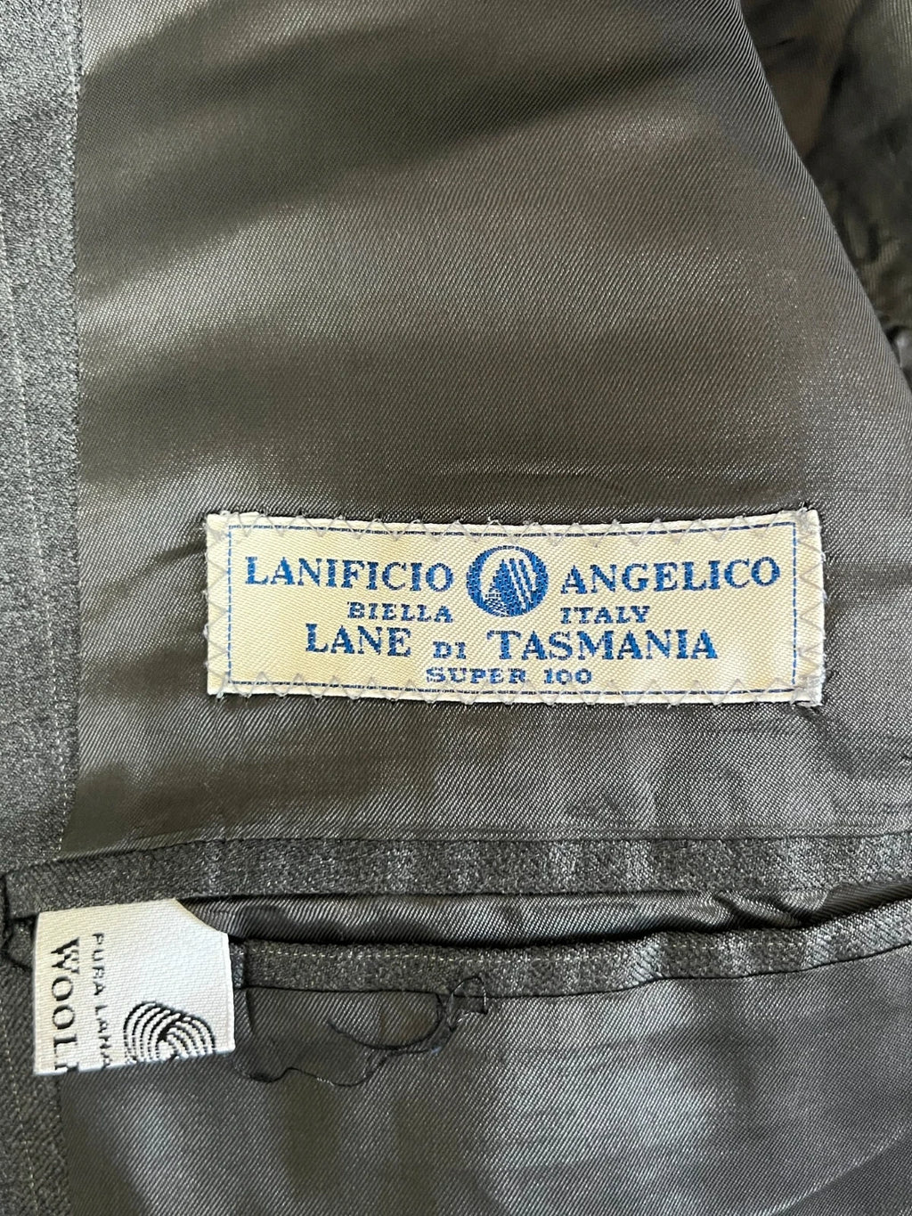 Abito Uomo Angelico Super 100 Lana Tasmania Grigio Gessato Made in Italy Tg 50 (MA179)