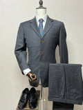 Abito Uomo Angelico Super 100 Lana Tasmania Grigio Gessato Made in Italy Tg 50 (MA179)