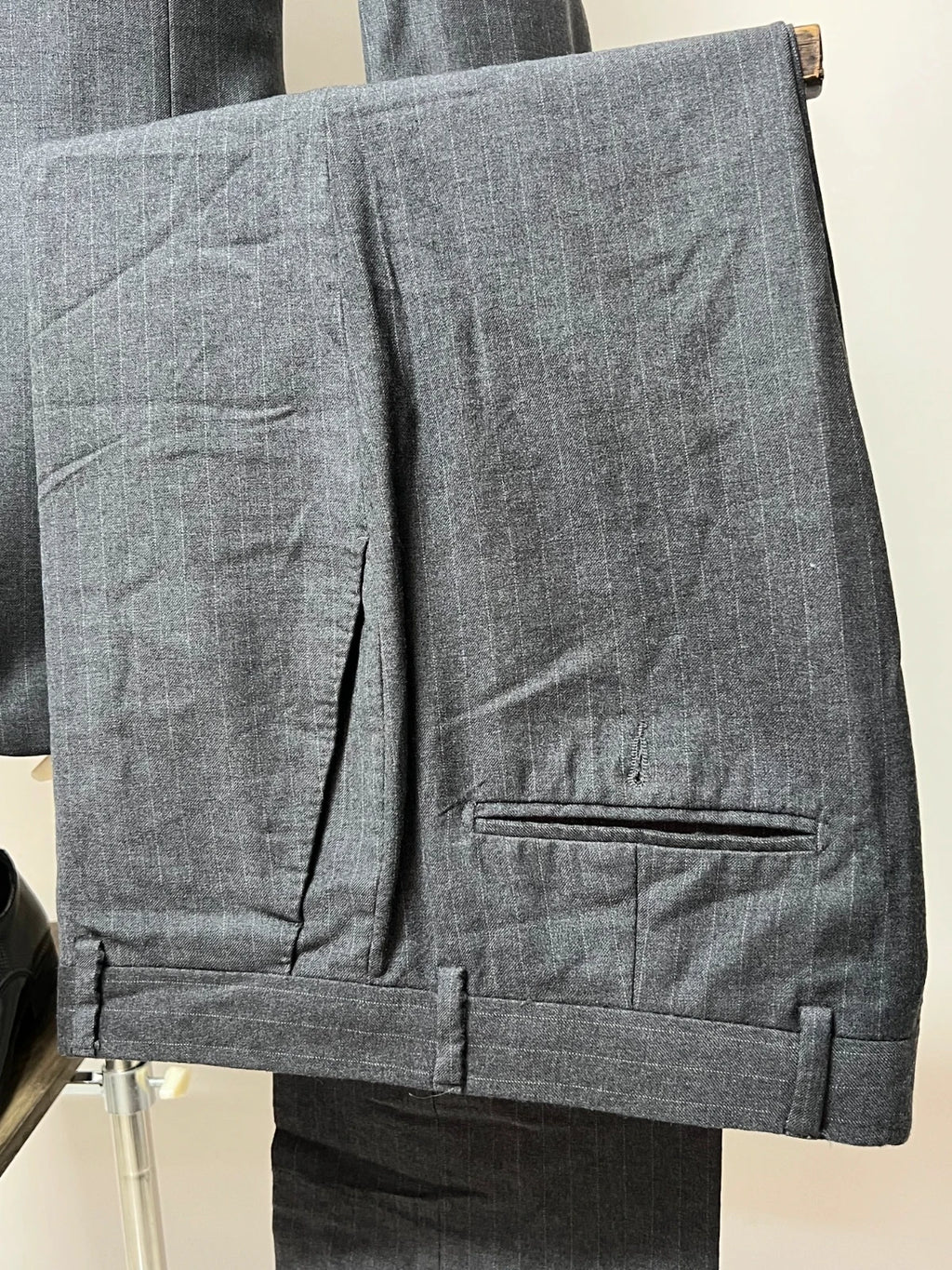 Abito Uomo Angelico Super 100 Lana Tasmania Grigio Gessato Made in Italy Tg 50 (MA179)