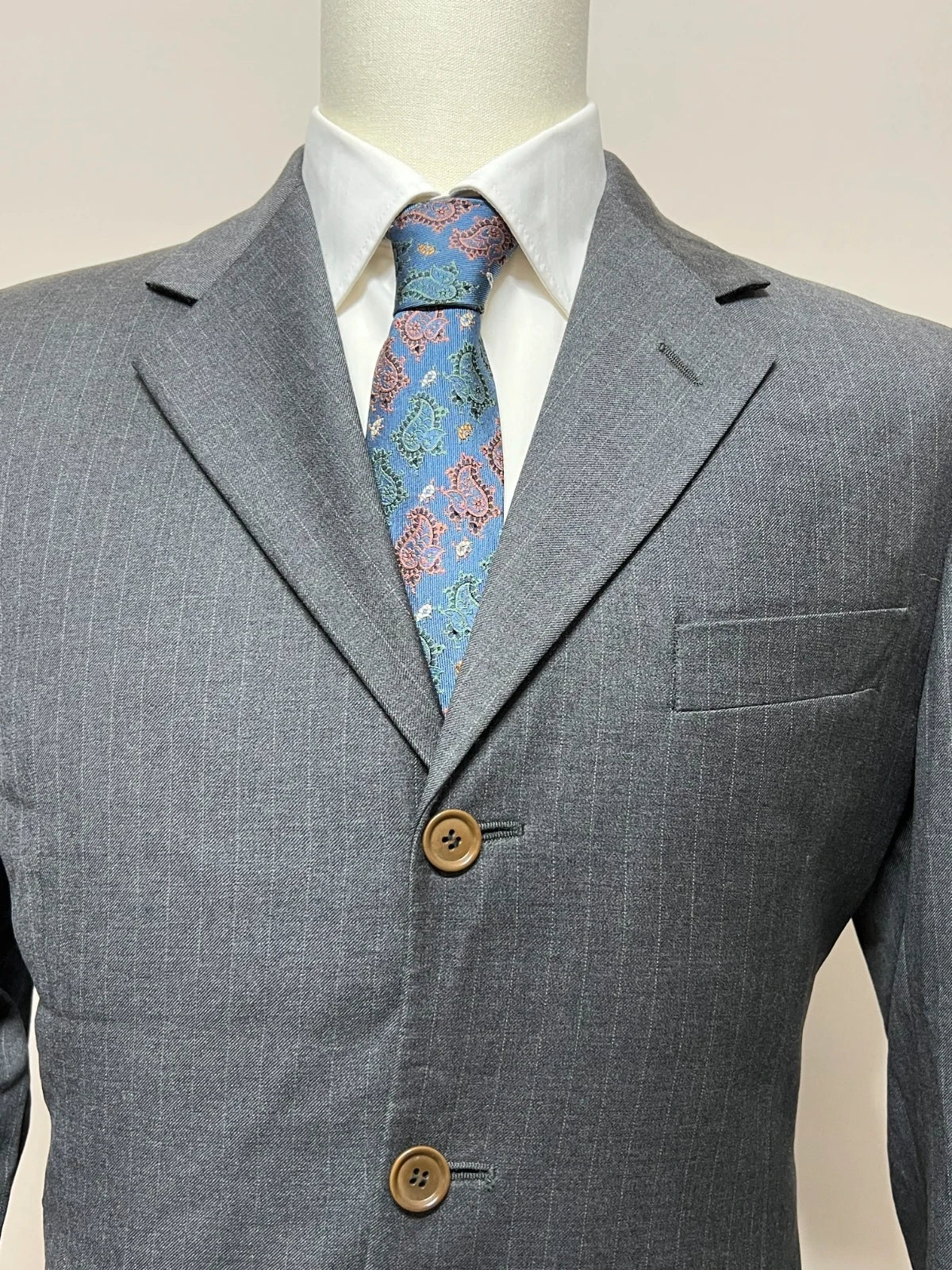 Abito Uomo Angelico Super 100 Lana Tasmania Grigio Gessato Made in Italy Tg 50 (MA179)
