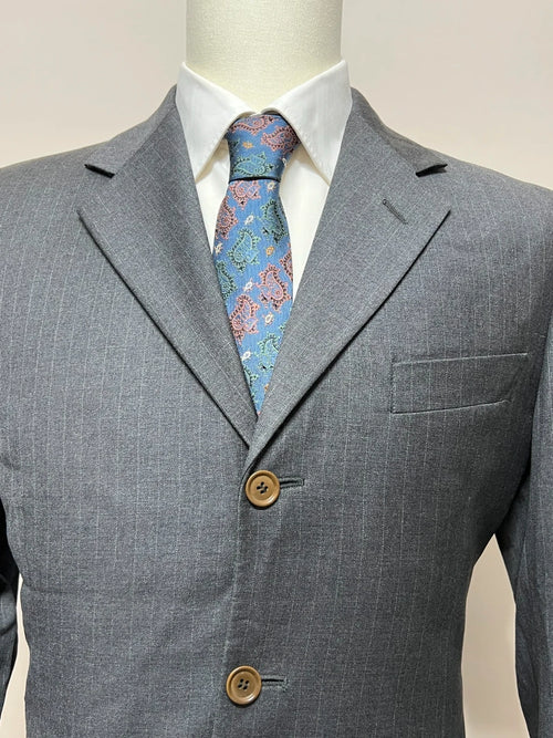 Abito Uomo Angelico Super 100 Lana Tasmania Grigio Gessato Made in Italy Tg 50 (MA179)