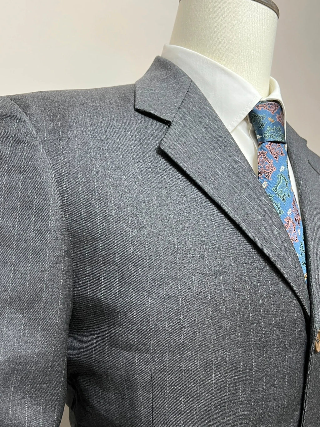 Abito Uomo Angelico Super 100 Lana Tasmania Grigio Gessato Made in Italy Tg 50 (MA179)