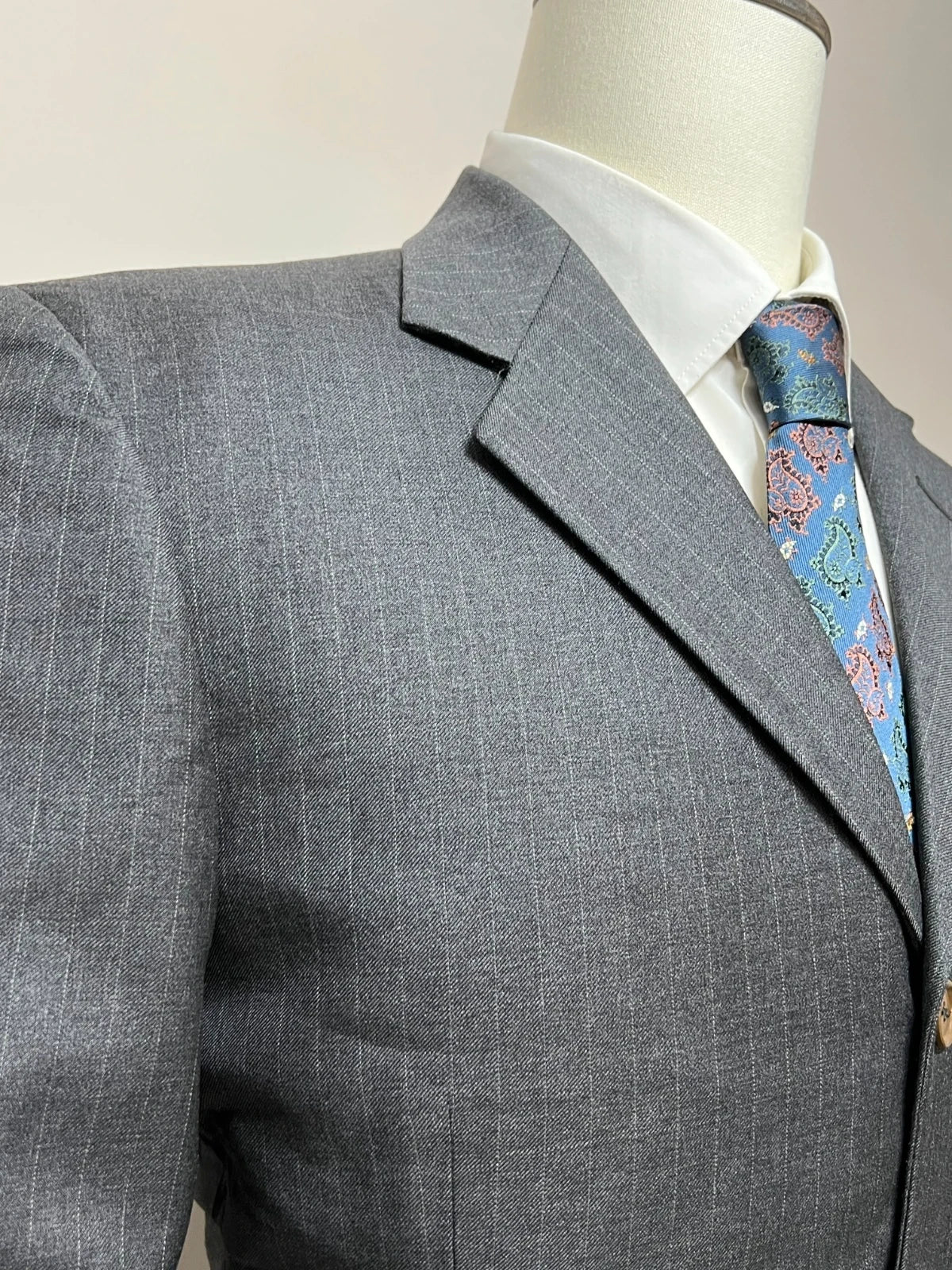 Abito Uomo Angelico Super 100 Lana Tasmania Grigio Gessato Made in Italy Tg 50 (MA179)