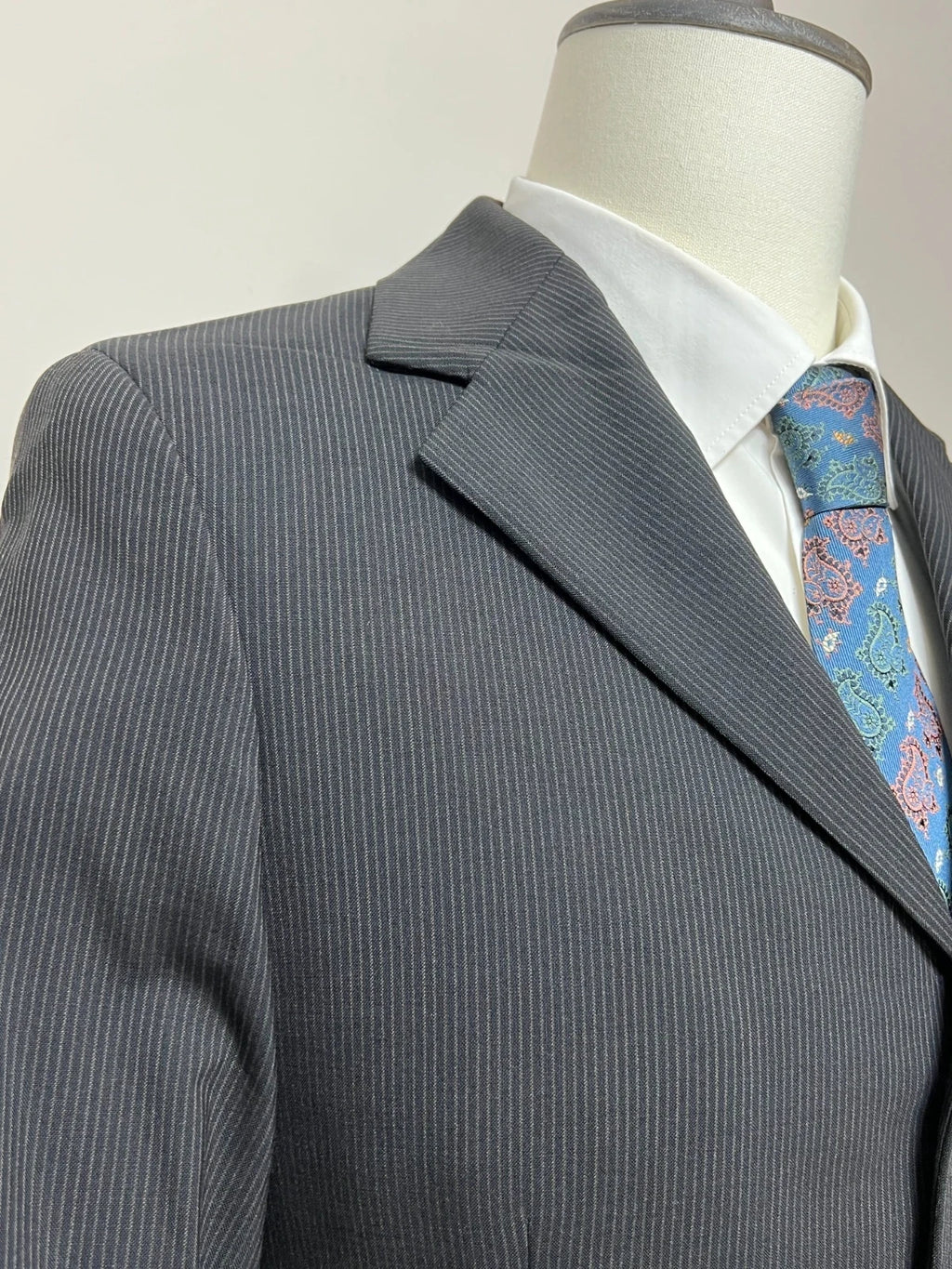 Abito Uomo Della Valentina Sartoriale Grigio Gessato Lana Lycra Tg 44 Elegante (MA182)