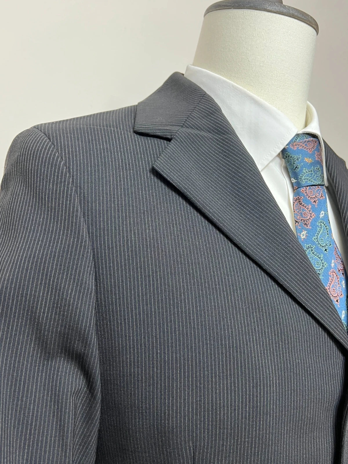 Abito Uomo Della Valentina Sartoriale Grigio Gessato Lana Lycra Tg 44 Elegante (MA182)