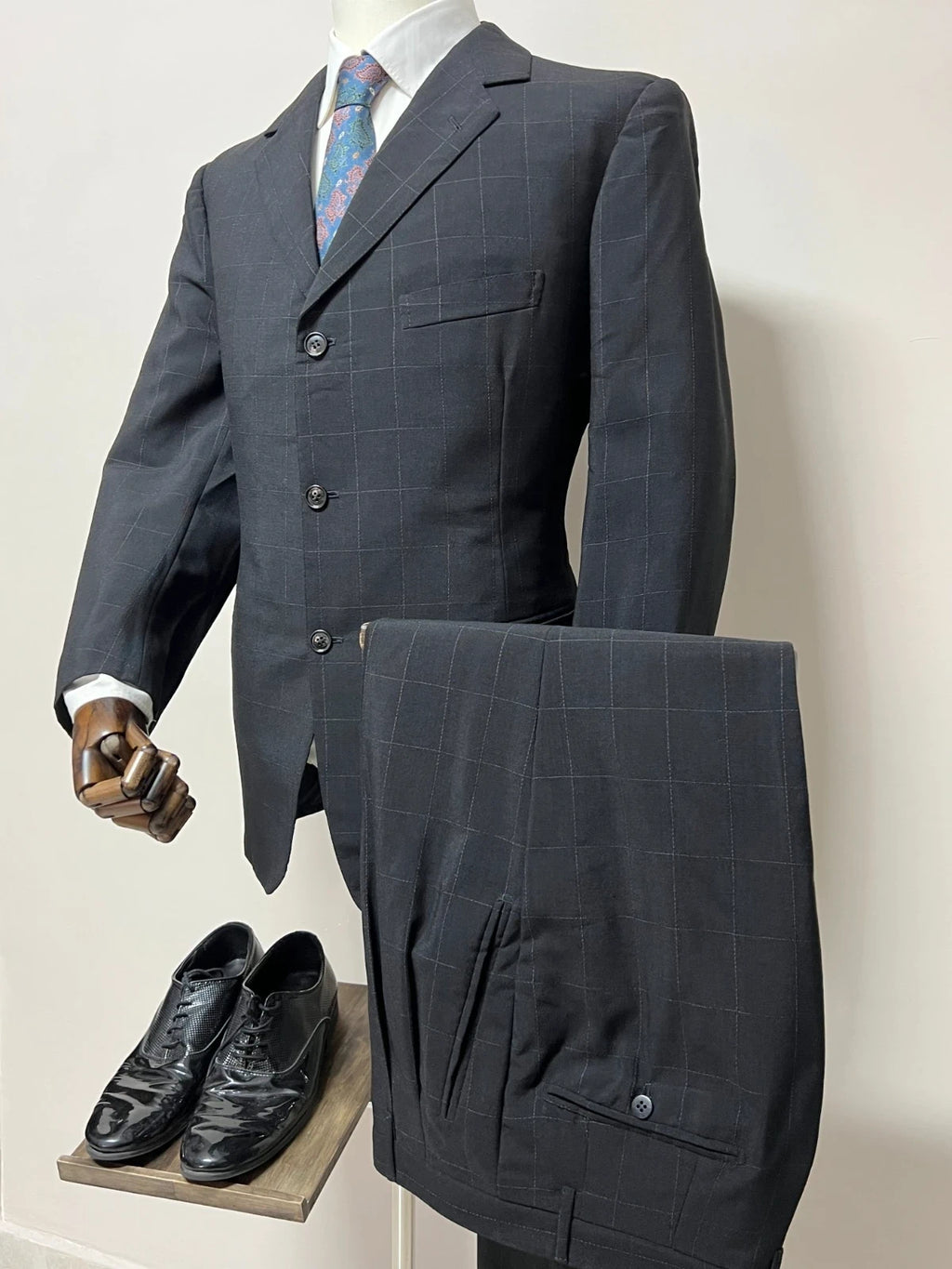 Abito Uomo Sartoria Epicoco Nero Finestrato Elegante Artigianale Made in Italy (MA188)