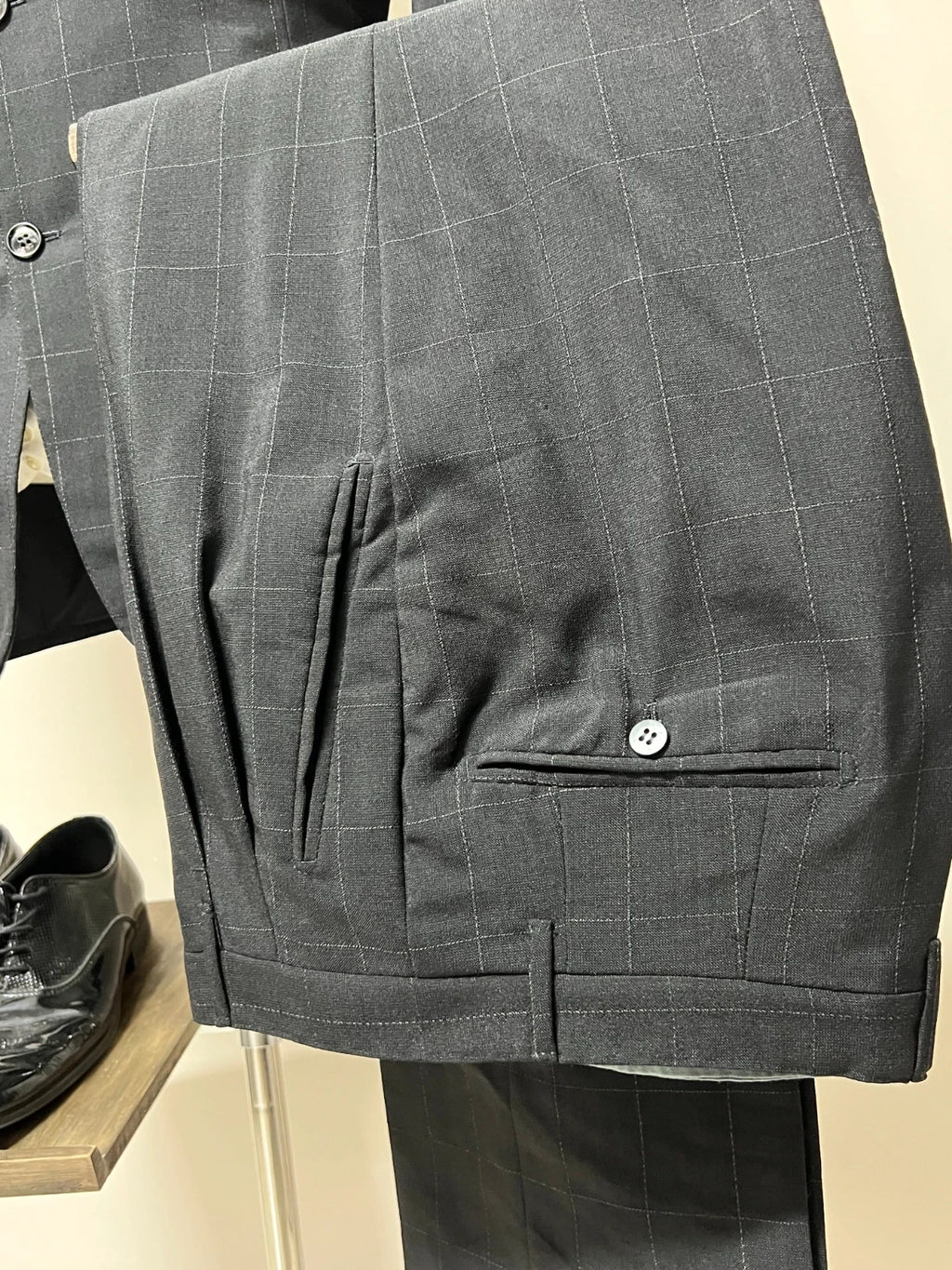 Abito Uomo Sartoria Epicoco Nero Finestrato Elegante Artigianale Made in Italy (MA188)