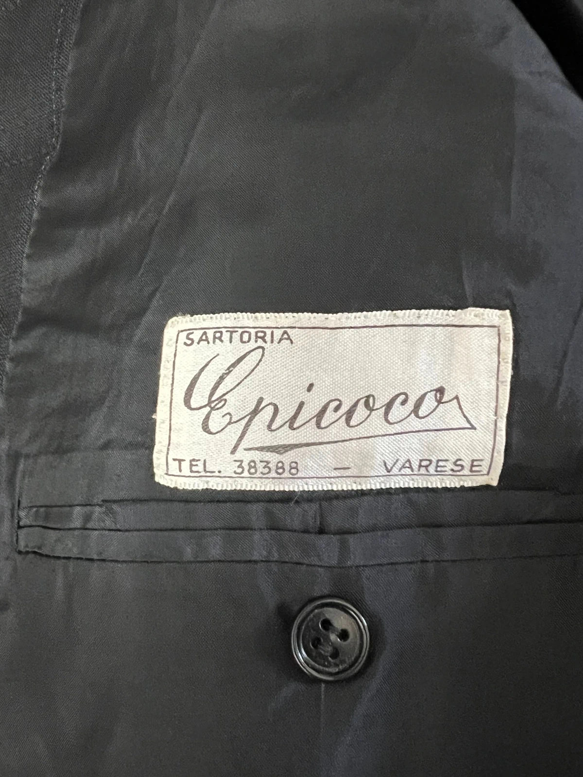 Abito Uomo Sartoria Epicoco Nero Finestrato Elegante Artigianale Made in Italy (MA188)