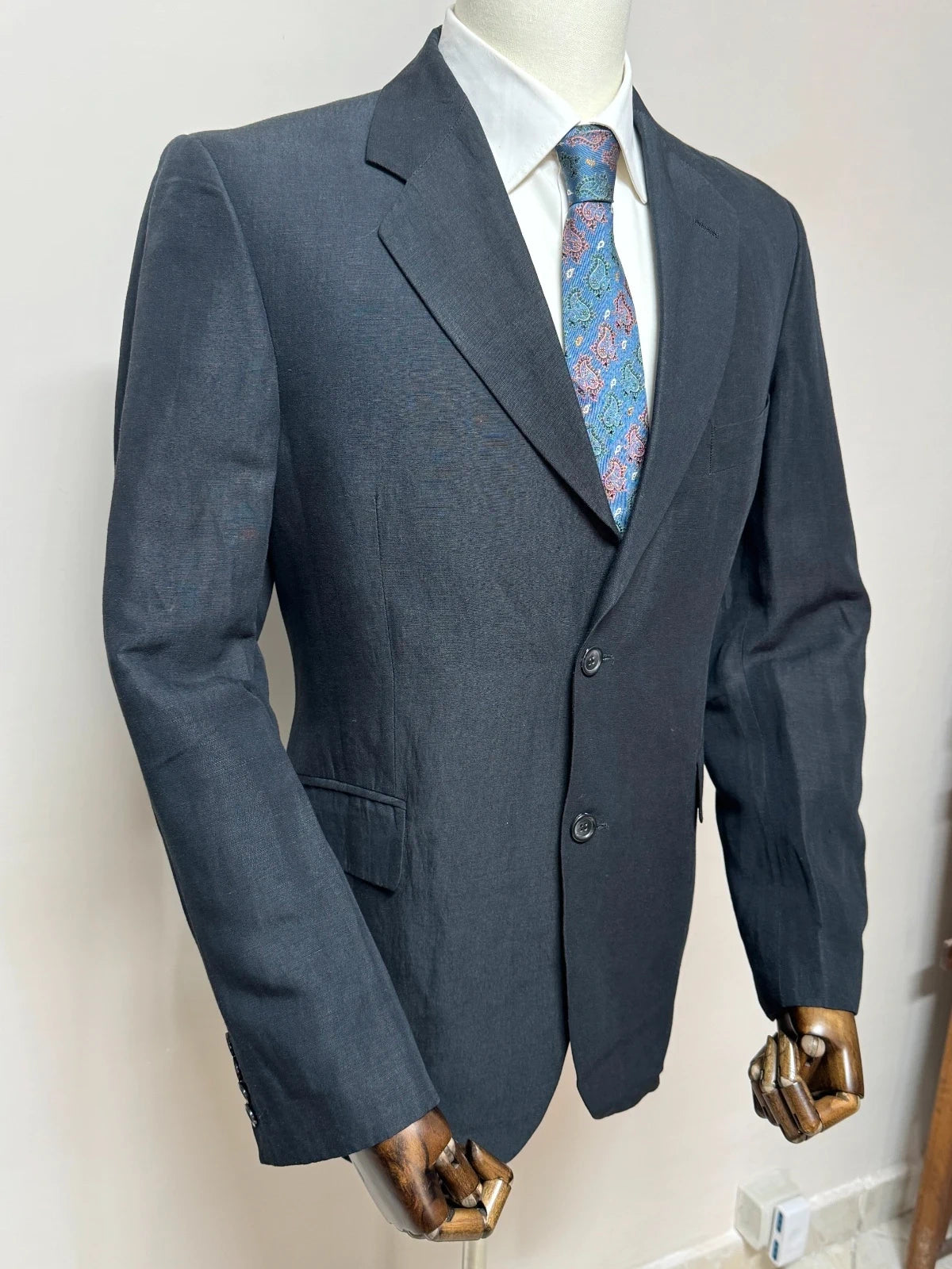 Giacca Uomo Blu Scuro Elegante 2 Bottoni Made in Italy Taglia 52 (MG7)