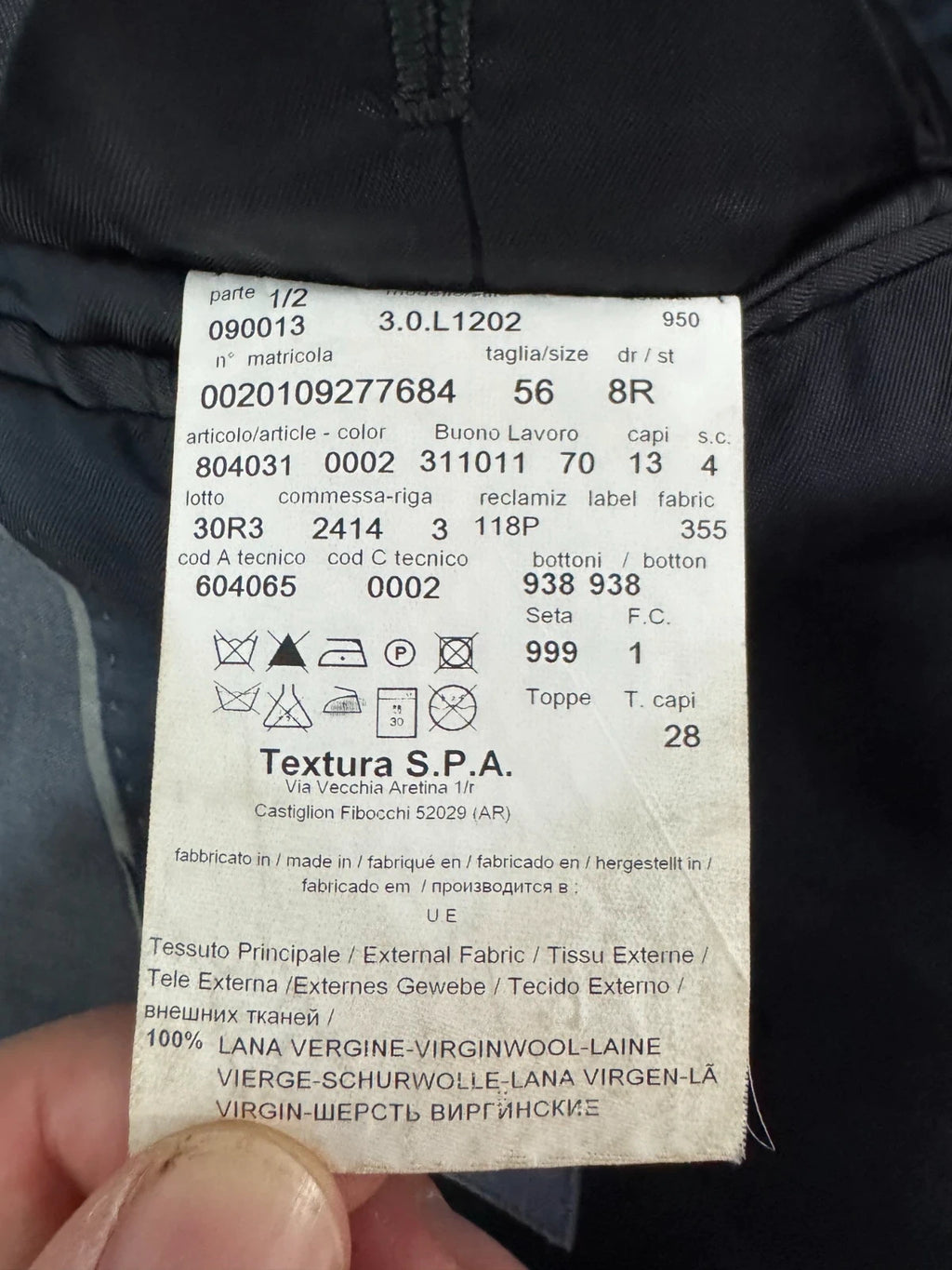 Giacca Uomo Tollegno 1900 Lana Vergine Grigio Taglia 56 Made in Italy (MG13)