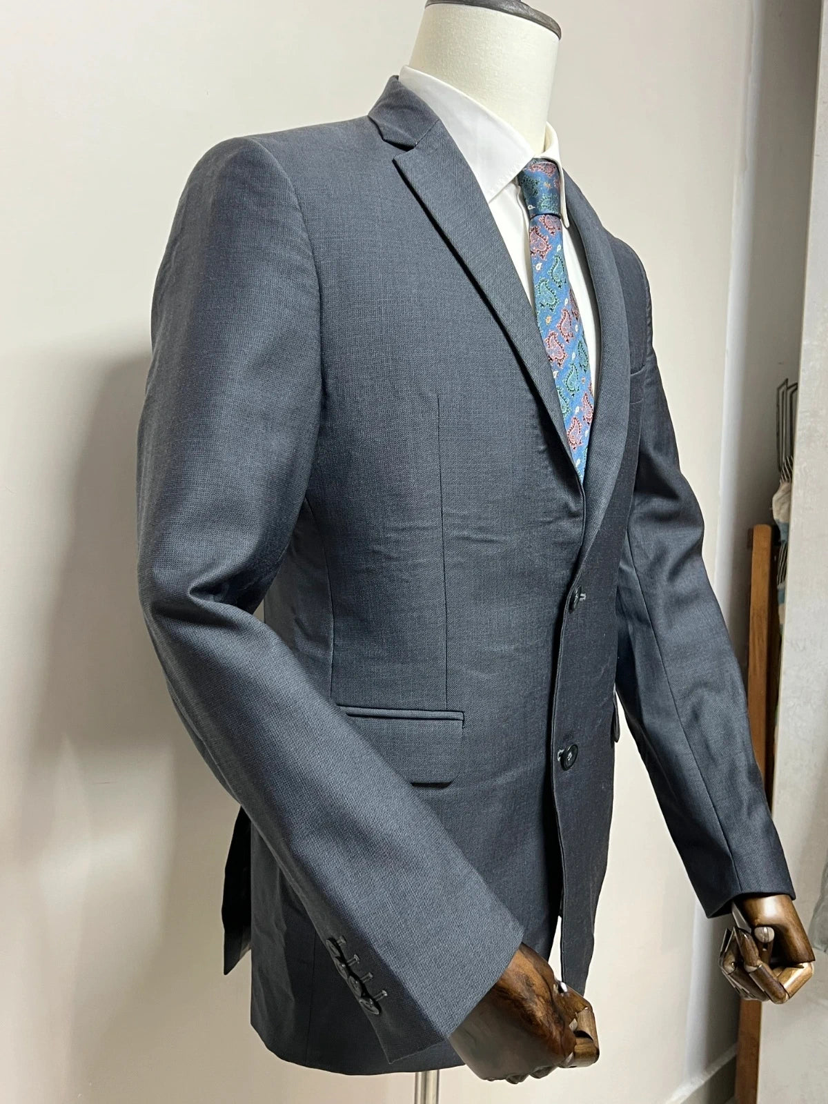 Giacca Uomo Elegante Grigio Lana Vergine Taglia 54 Made in Italy (MG14)