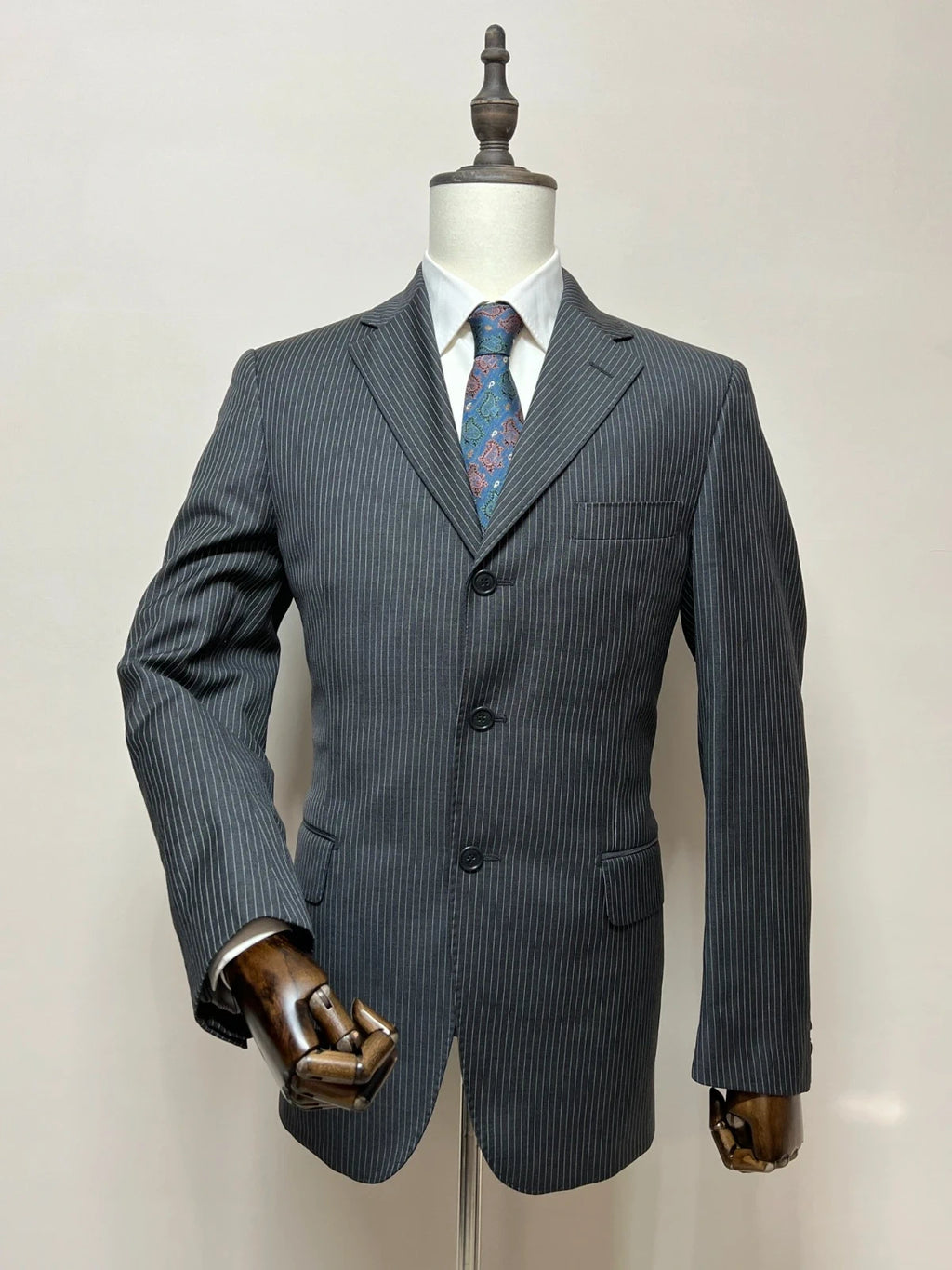 Giacca Boggi Milano Uomo Gessata Grigio Lana 100% Taglia 48 (MG15)