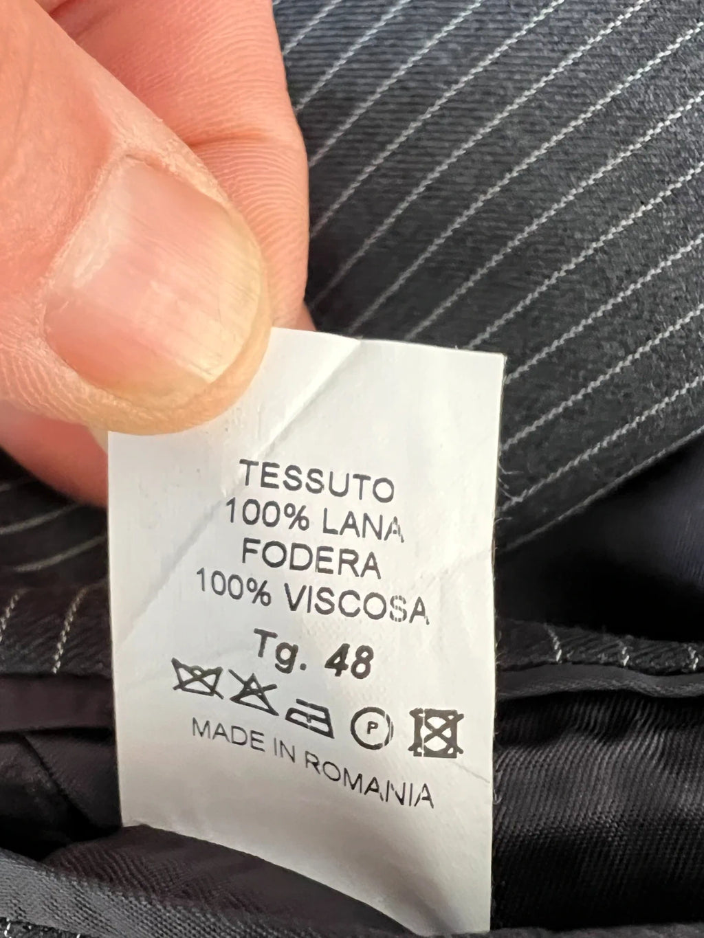 Giacca Boggi Milano Uomo Gessata Grigio Lana 100% Taglia 48 (MG15)