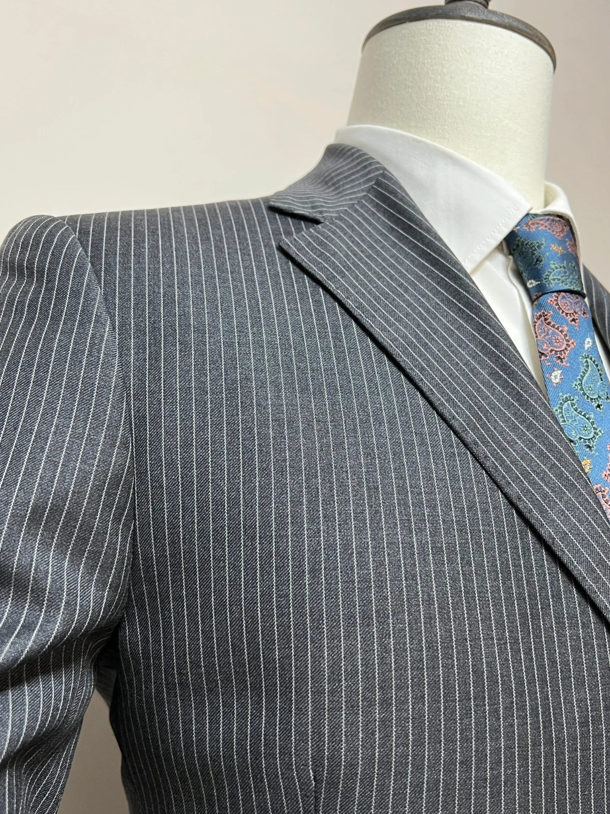 Giacca Boggi Milano Uomo Gessata Grigio Lana 100% Taglia 48 (MG15)