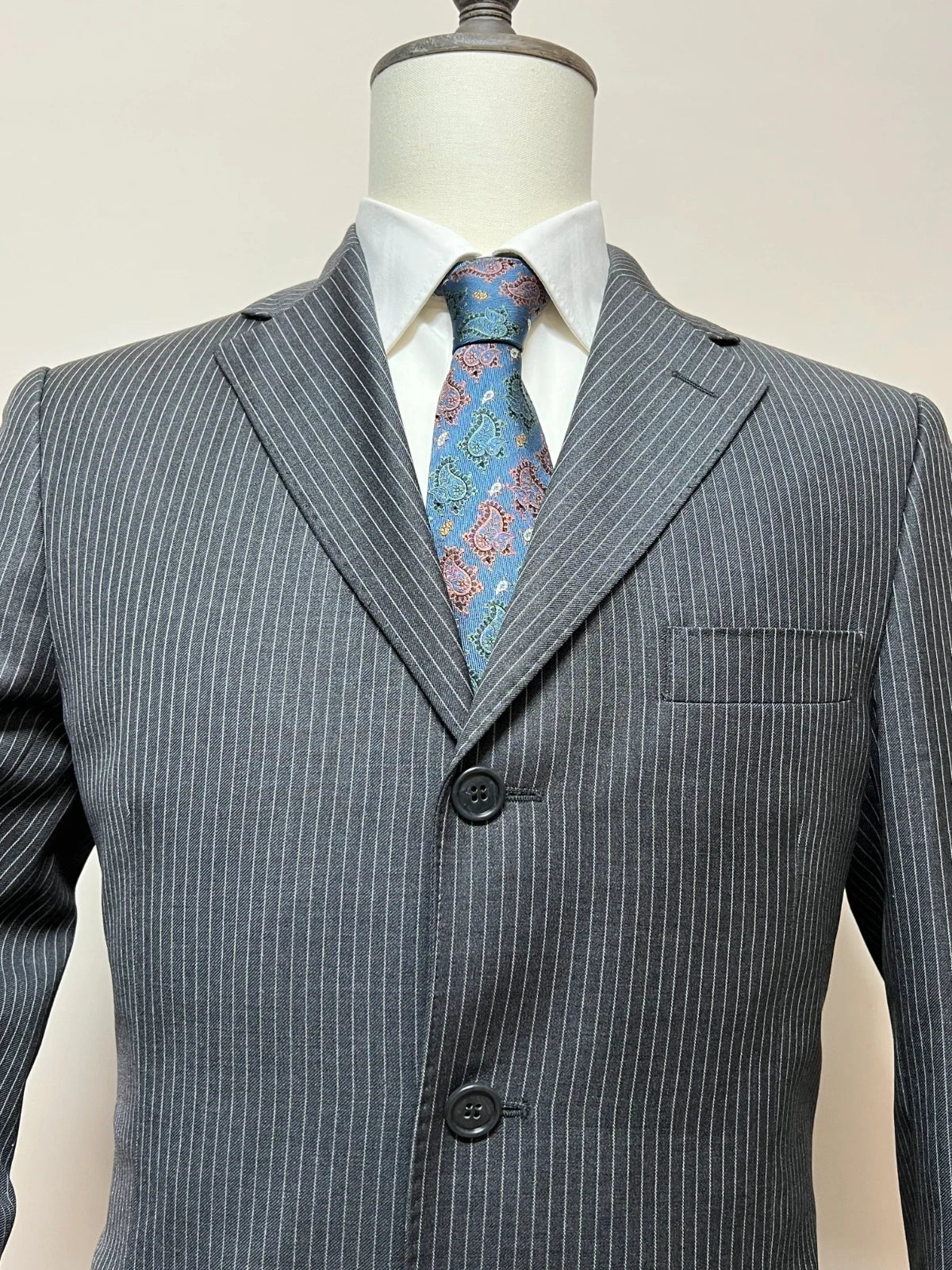 Giacca Boggi Milano Uomo Gessata Grigio Lana 100% Taglia 48 (MG15)