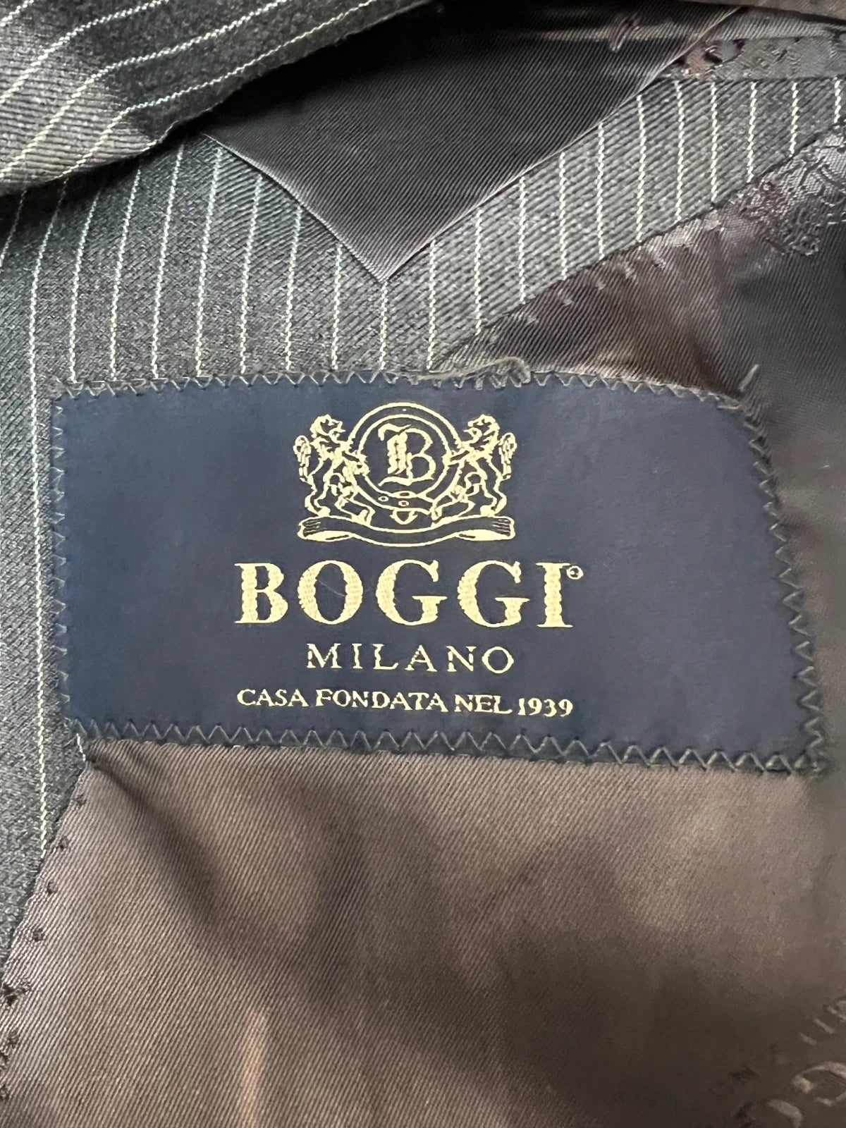 Giacca Boggi Milano Uomo Gessata Grigio Lana 100% Taglia 48 (MG15)