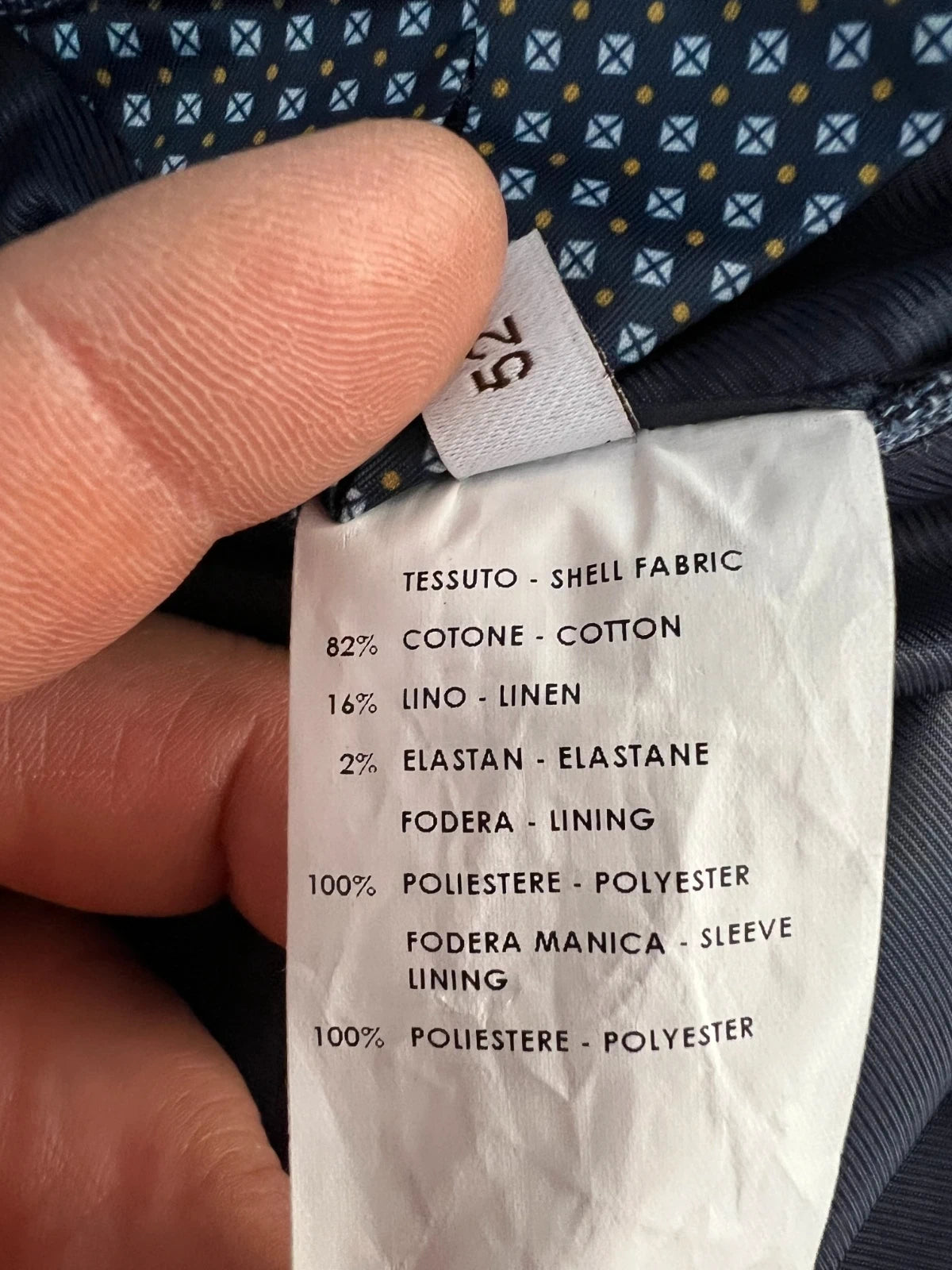 Giacca Conbipel Uomo Blu Cotone Lino Elegante Taglia 52 (MG16)