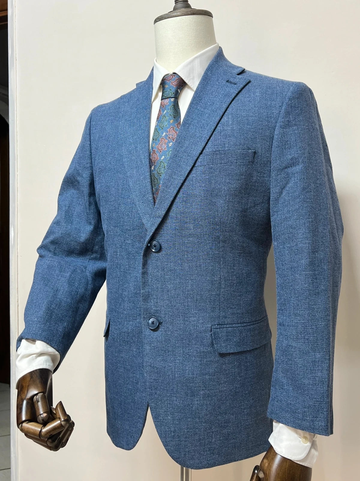 Giacca Conbipel Uomo Blu Cotone Lino Elegante Taglia 52 (MG16)
