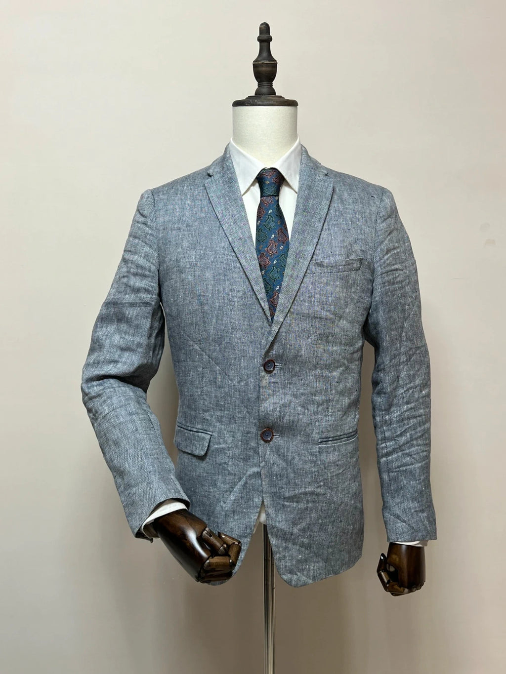 Giacca Zara Man Uomo Lino Grigio Chiaro Elegante Taglia 50 (MG19)