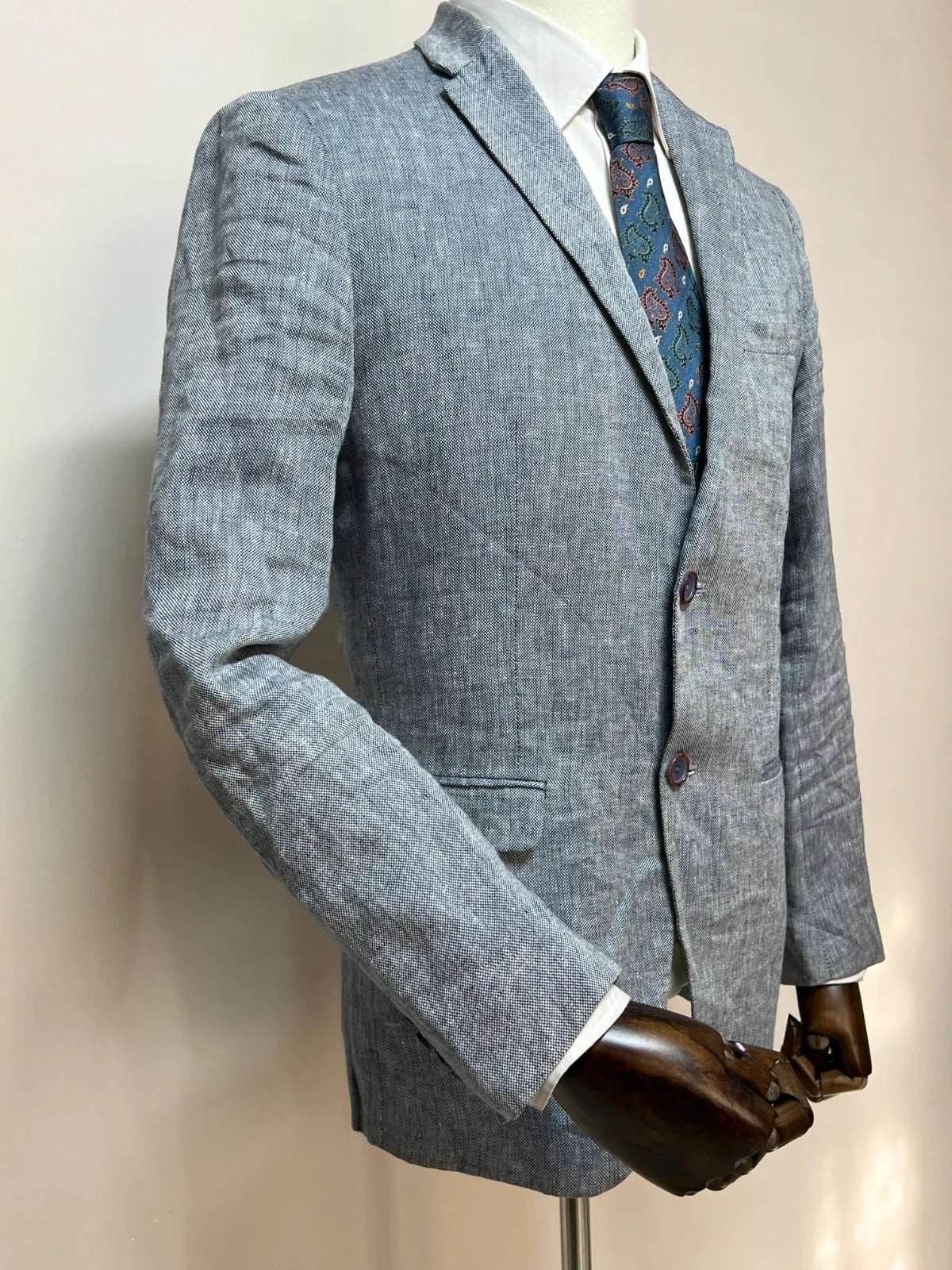 Giacca Zara Man Uomo Lino Grigio Chiaro Elegante Taglia 50 (MG19)