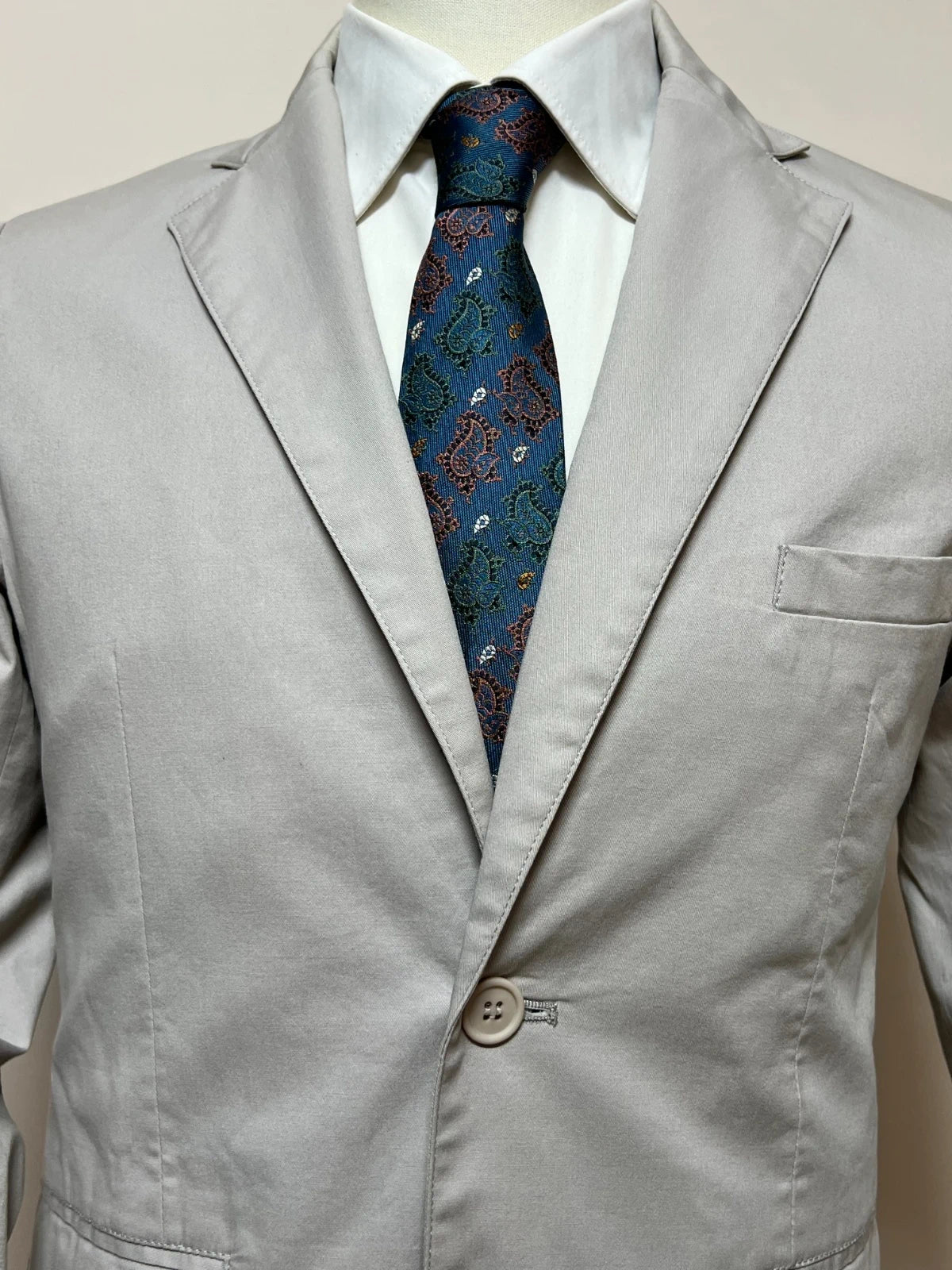 Giacca Uomo grigio Chiaro Cotone Elasticizzato Elegante Taglia S (MG20)