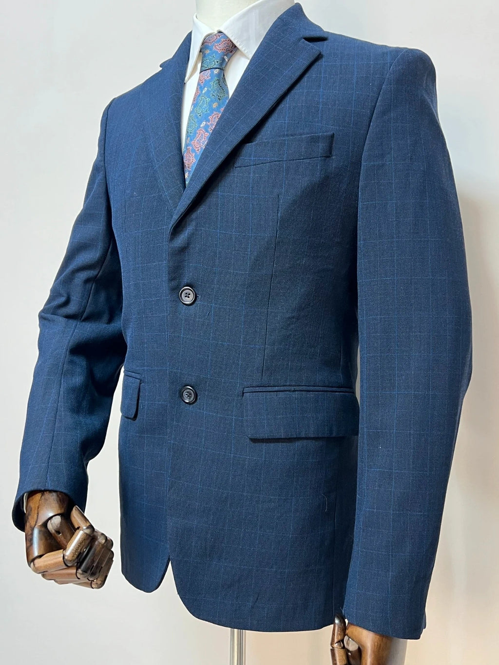 Giacca Uomo Zara Blu Navy Quadri Elegante Taglia 48 (MG21)