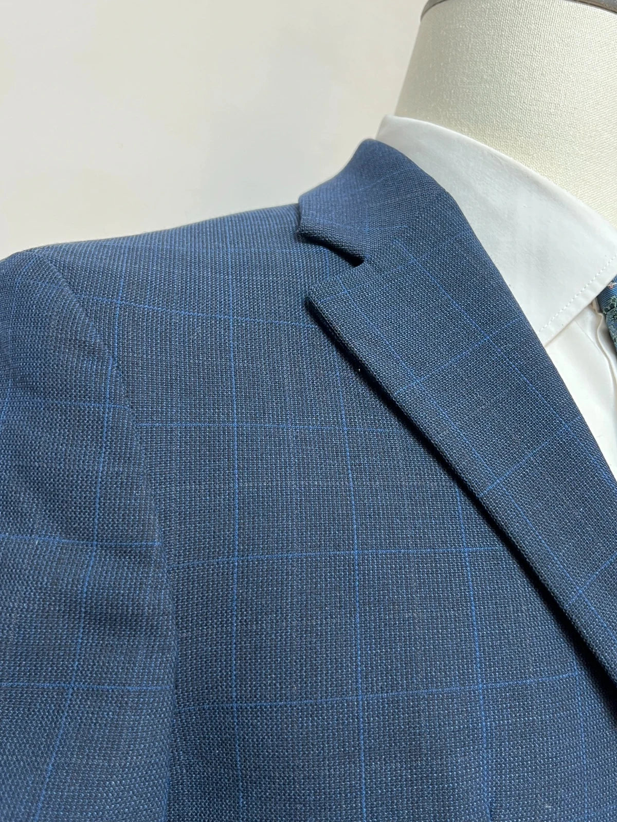 Giacca Uomo Zara Blu Navy Quadri Elegante Taglia 48 (MG21)