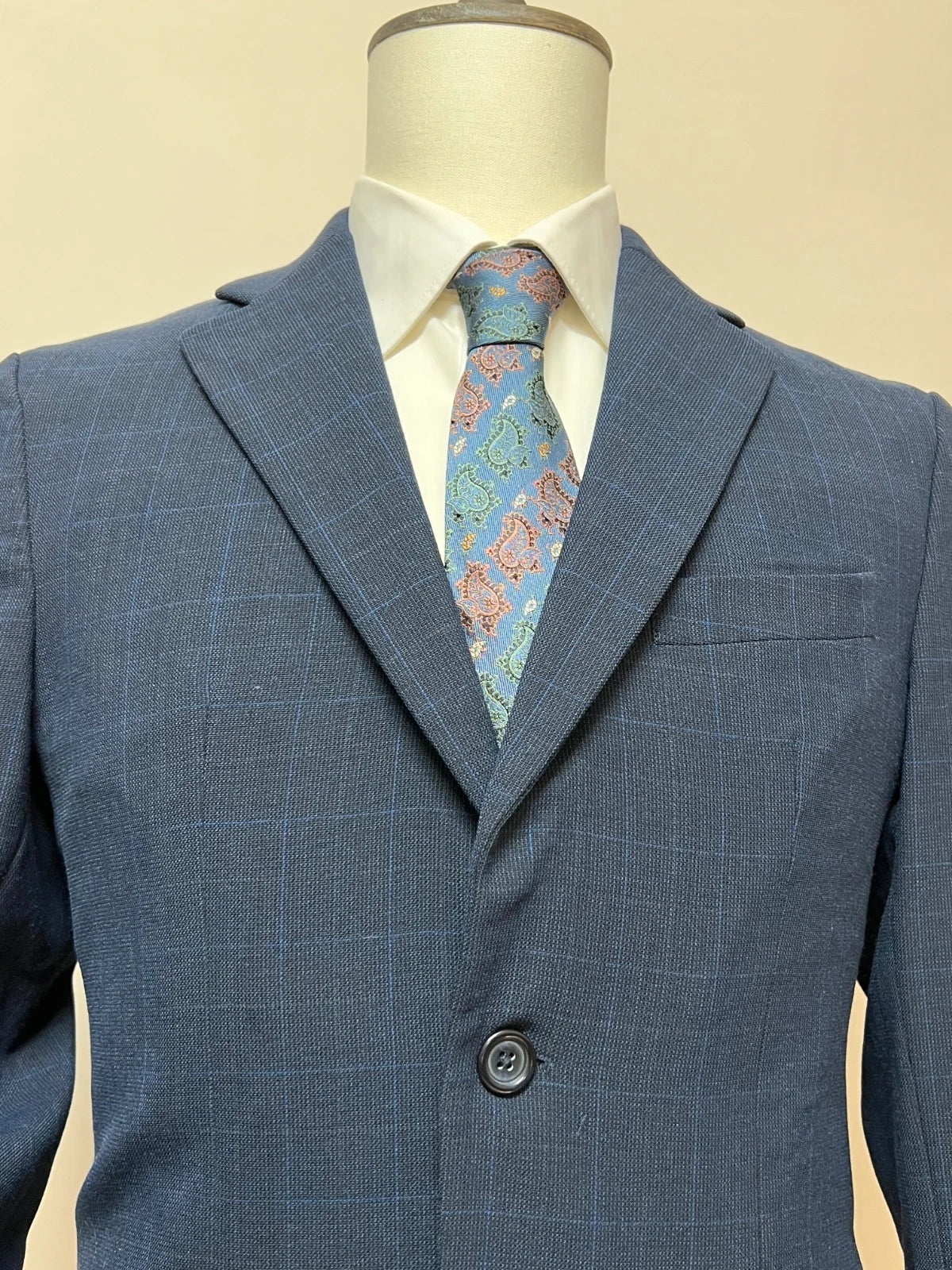 Giacca Uomo Zara Blu Navy Quadri Elegante Taglia 48 (MG21)