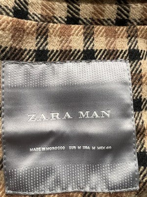 Zara Cappotti Uomo Beige in Lana Quadri – Taglia 56