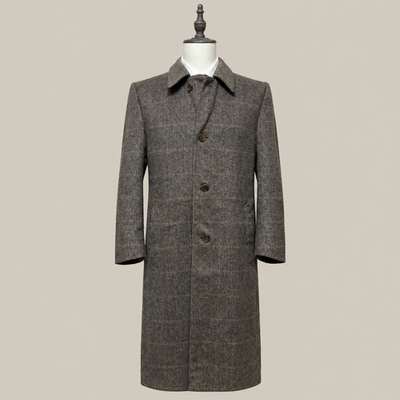 Vintage Dressing Cappotti Uomo Grigio in Lana Spigato – Taglia 44