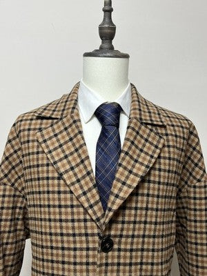 Zara Cappotti Uomo Beige in Lana Quadri – Taglia 56