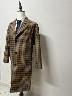 Zara Cappotti Uomo Beige in Lana Quadri – Taglia 56