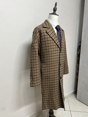 Zara Cappotti Uomo Beige in Lana Quadri – Taglia 56