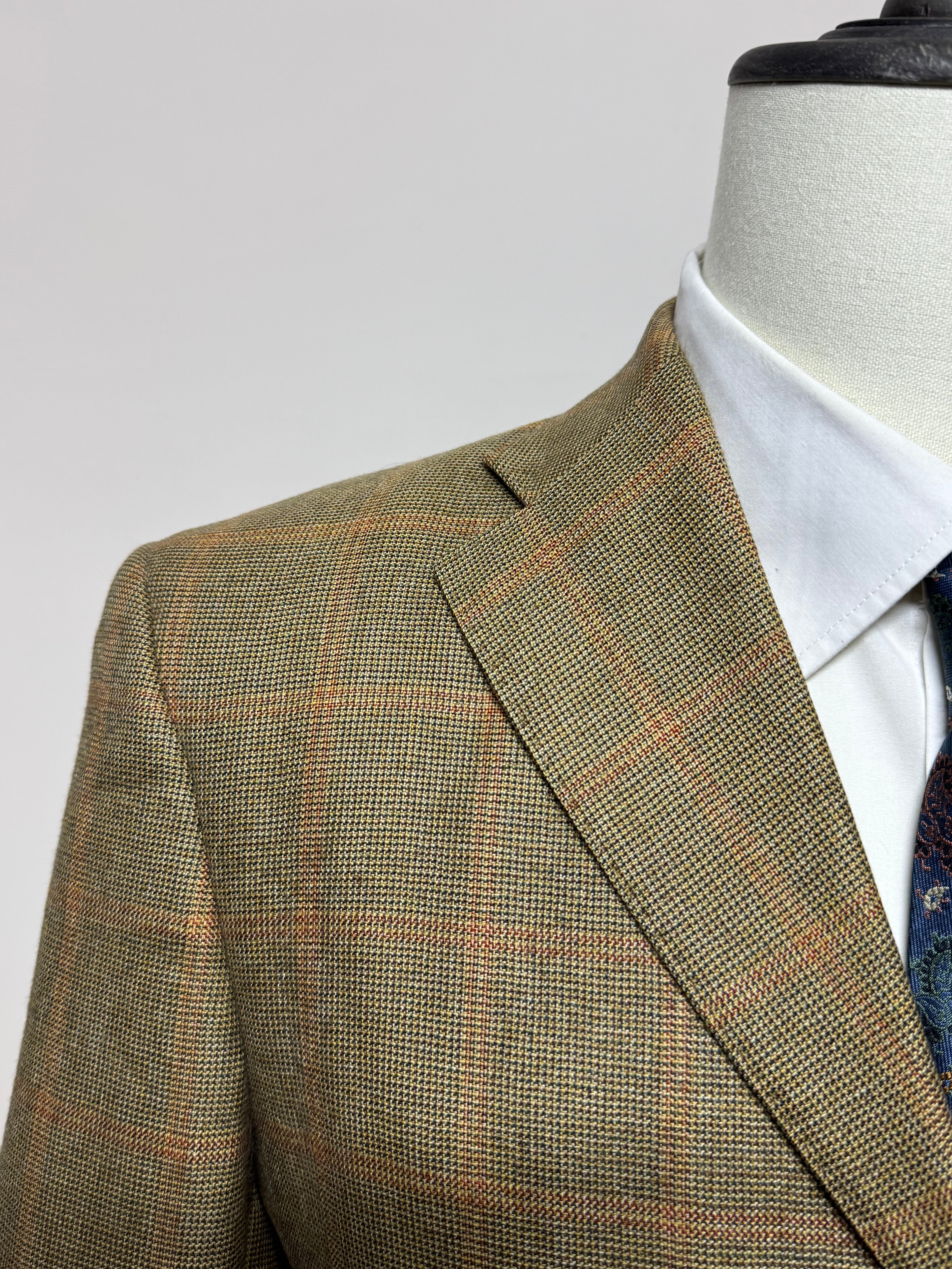 Giacca Uomo Sartoriale Cinabole Ermenegildo Zegna 100% Cashmere Beige a Quadri Taglia 46