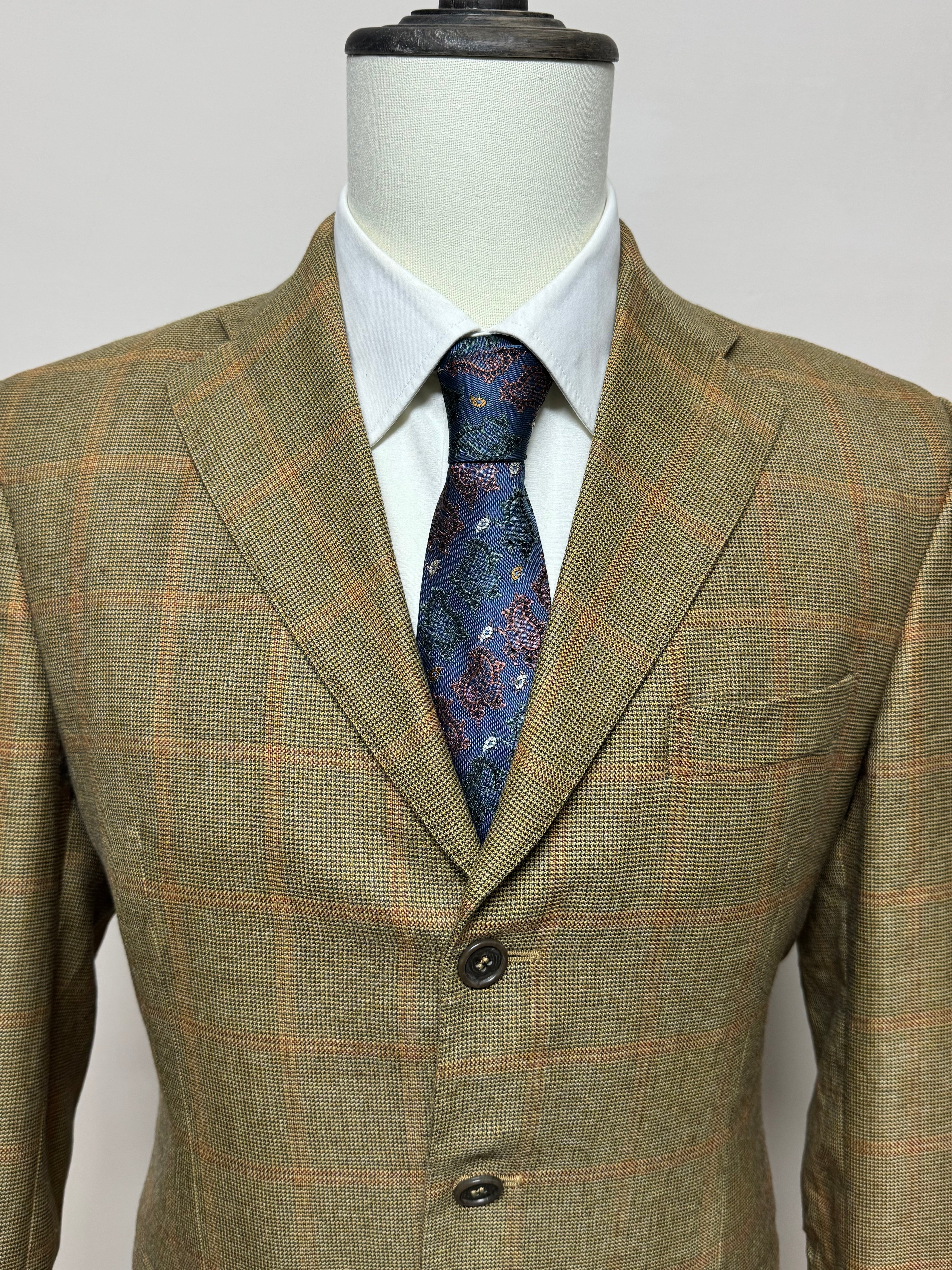 Giacca Uomo Sartoriale Cinabole Ermenegildo Zegna 100% Cashmere Beige a Quadri Taglia 46