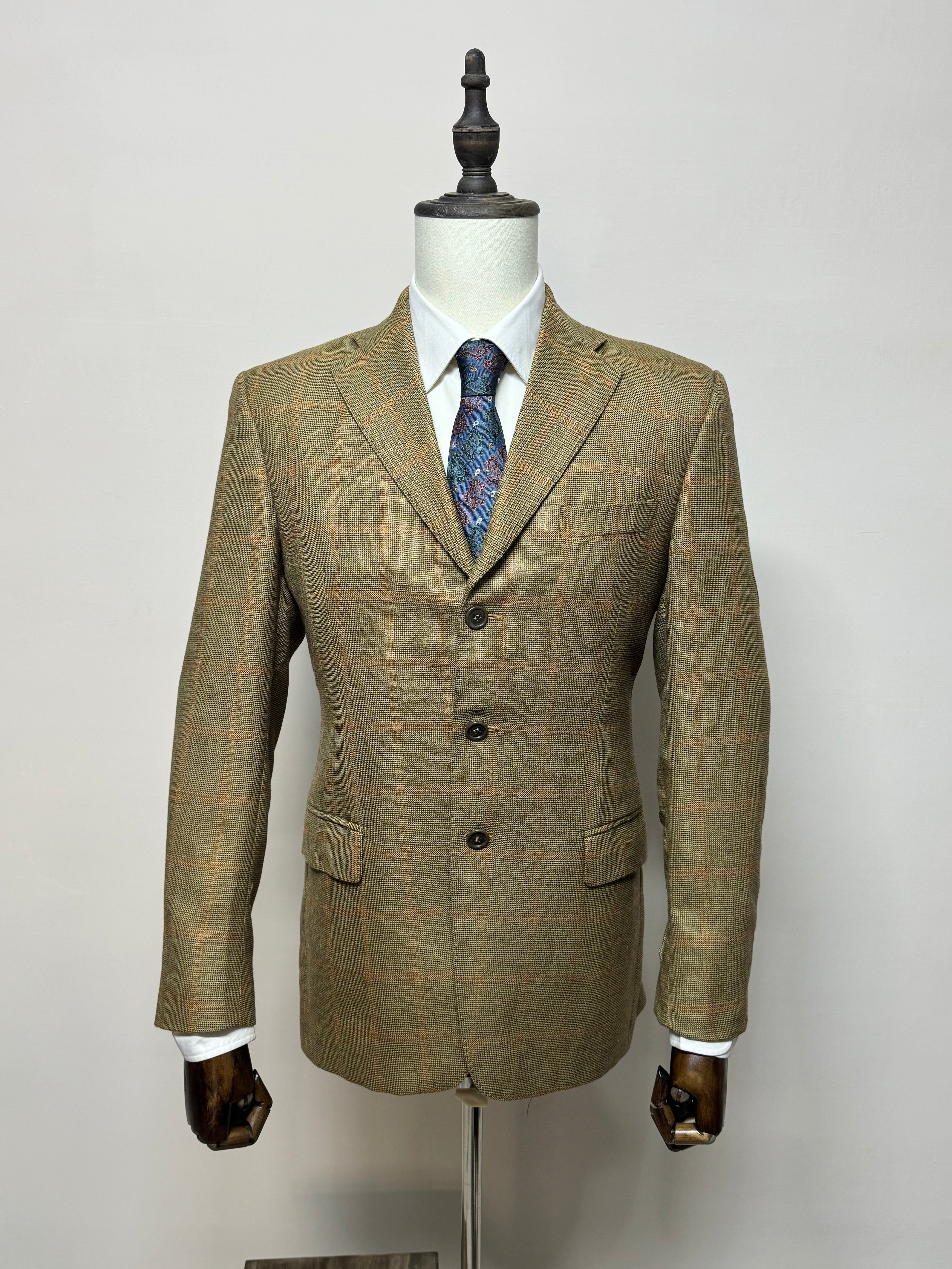 Giacca Uomo Sartoriale Cinabole Ermenegildo Zegna 100% Cashmere Beige a Quadri Taglia 46