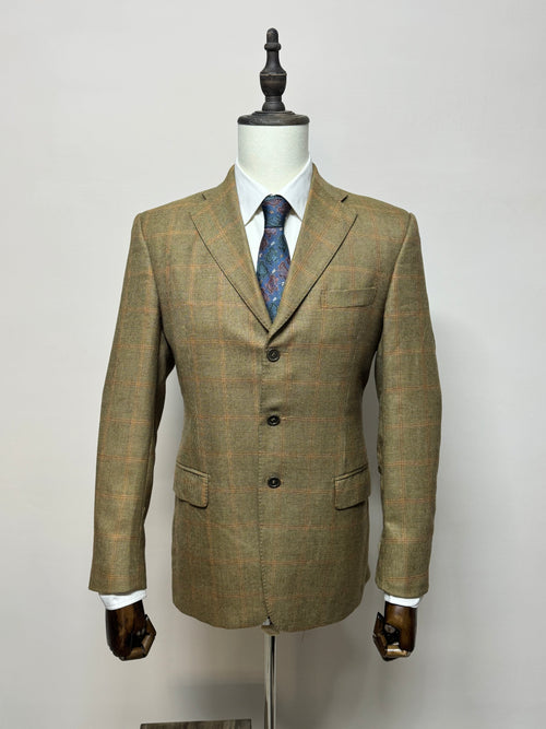 Giacca Uomo Sartoriale Cinabole Ermenegildo Zegna 100% Cashmere Beige a Quadri Taglia 46