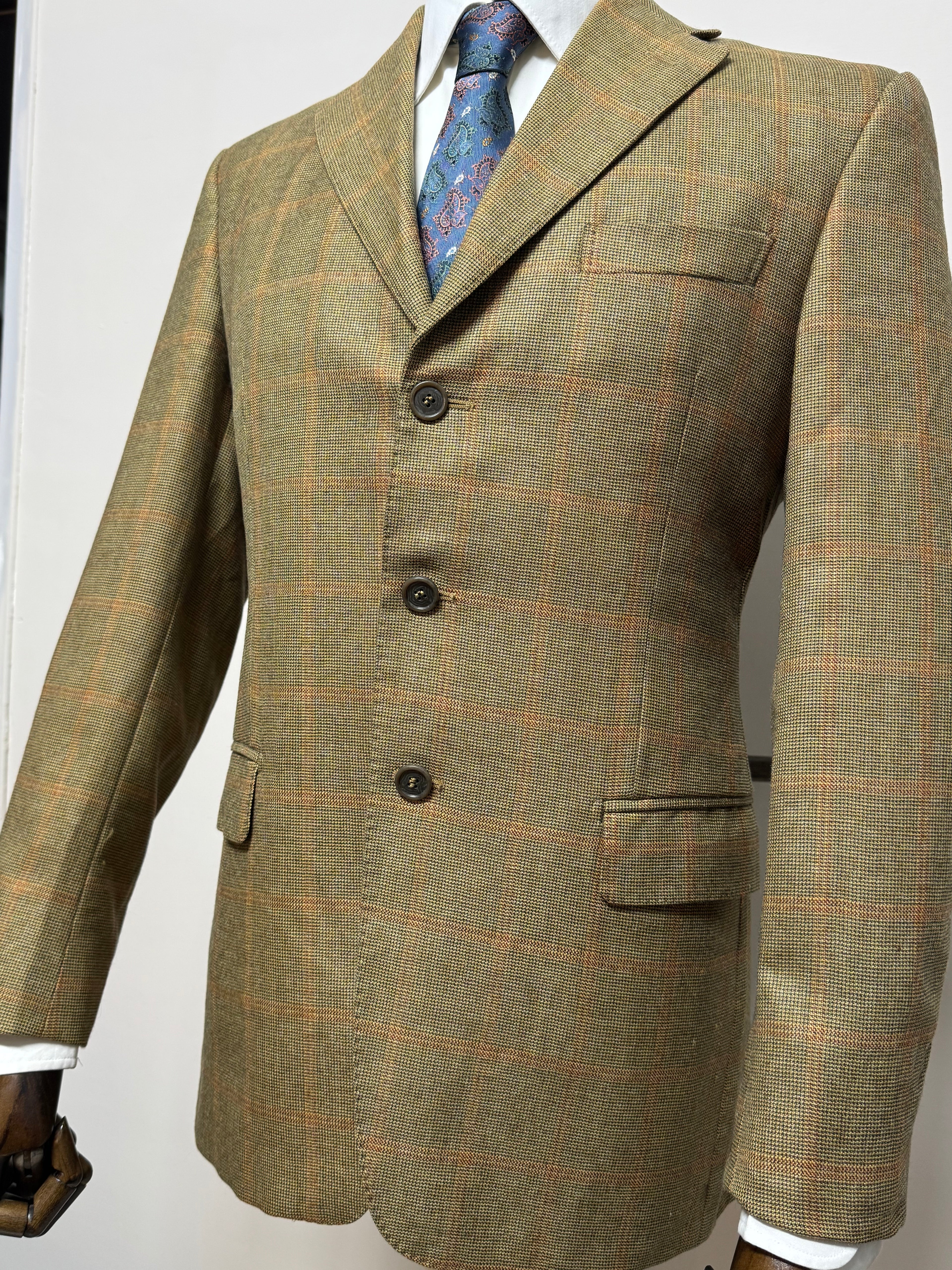 Giacca Uomo Sartoriale Cinabole Ermenegildo Zegna 100% Cashmere Beige a Quadri Taglia 46