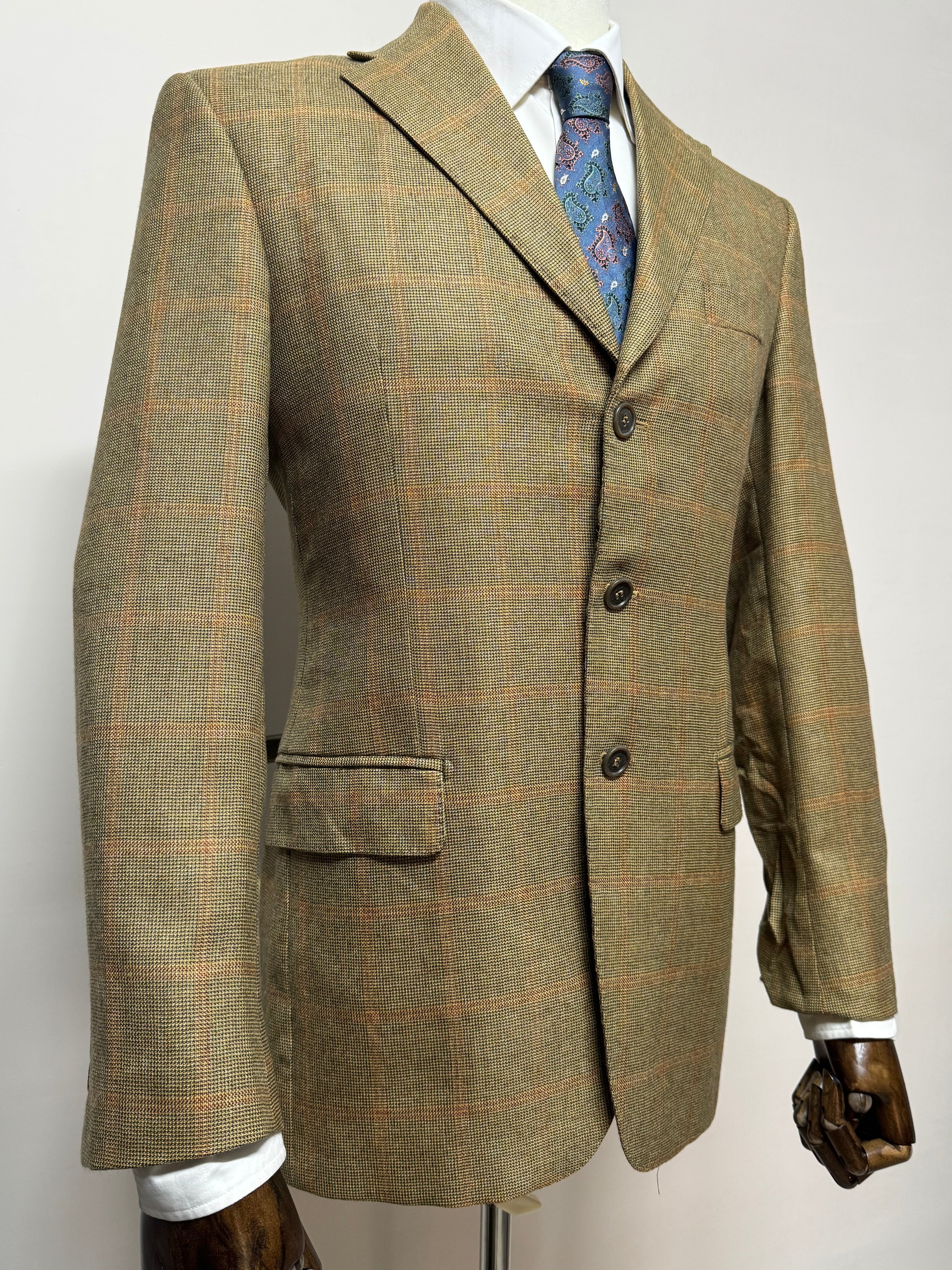 Giacca Uomo Sartoriale Cinabole Ermenegildo Zegna 100% Cashmere Beige a Quadri Taglia 46