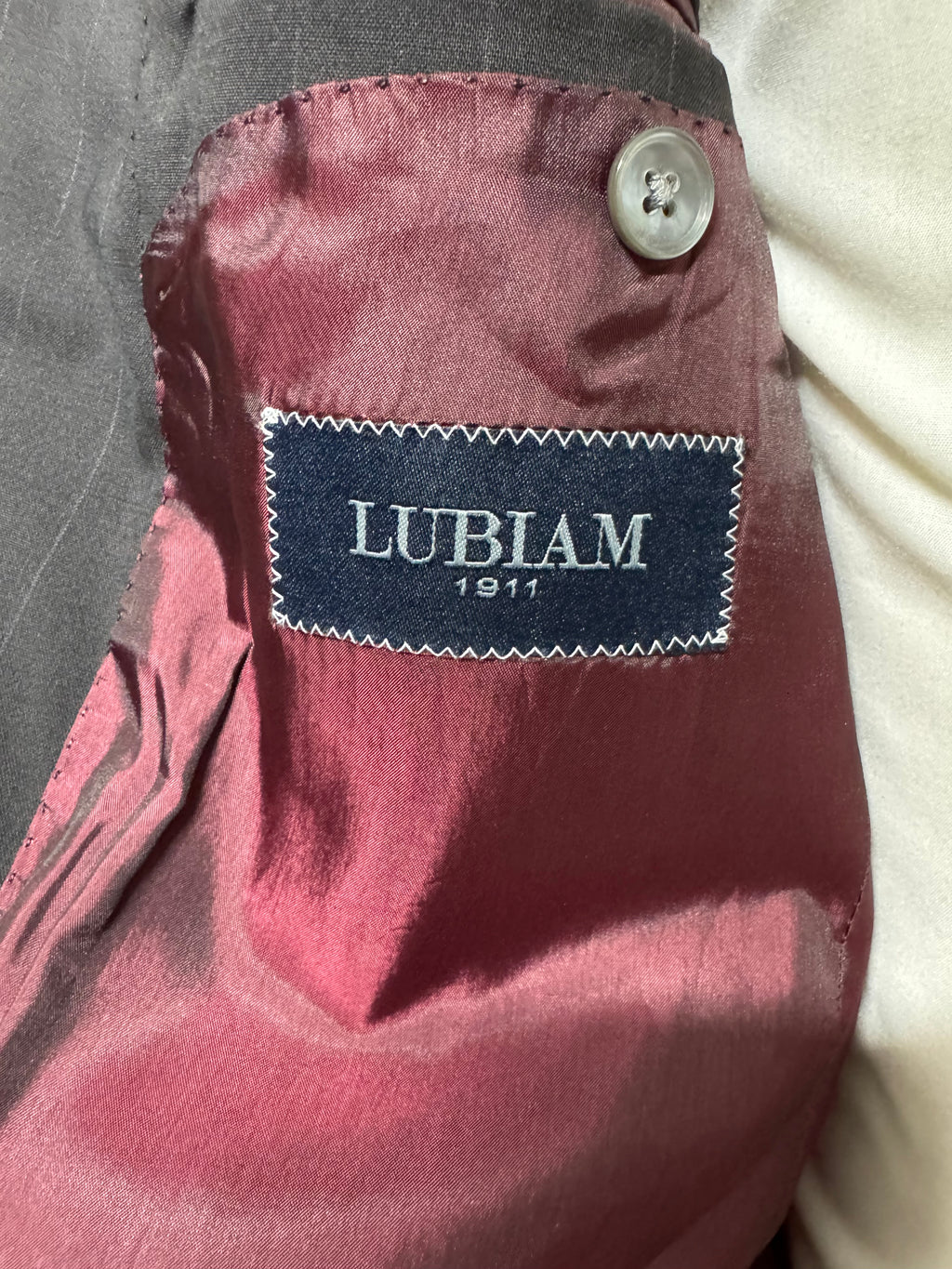 Lubiam 1911 Abito Uomo Gessato Nero Lana Vergine Taglia 50 Made in Italy
