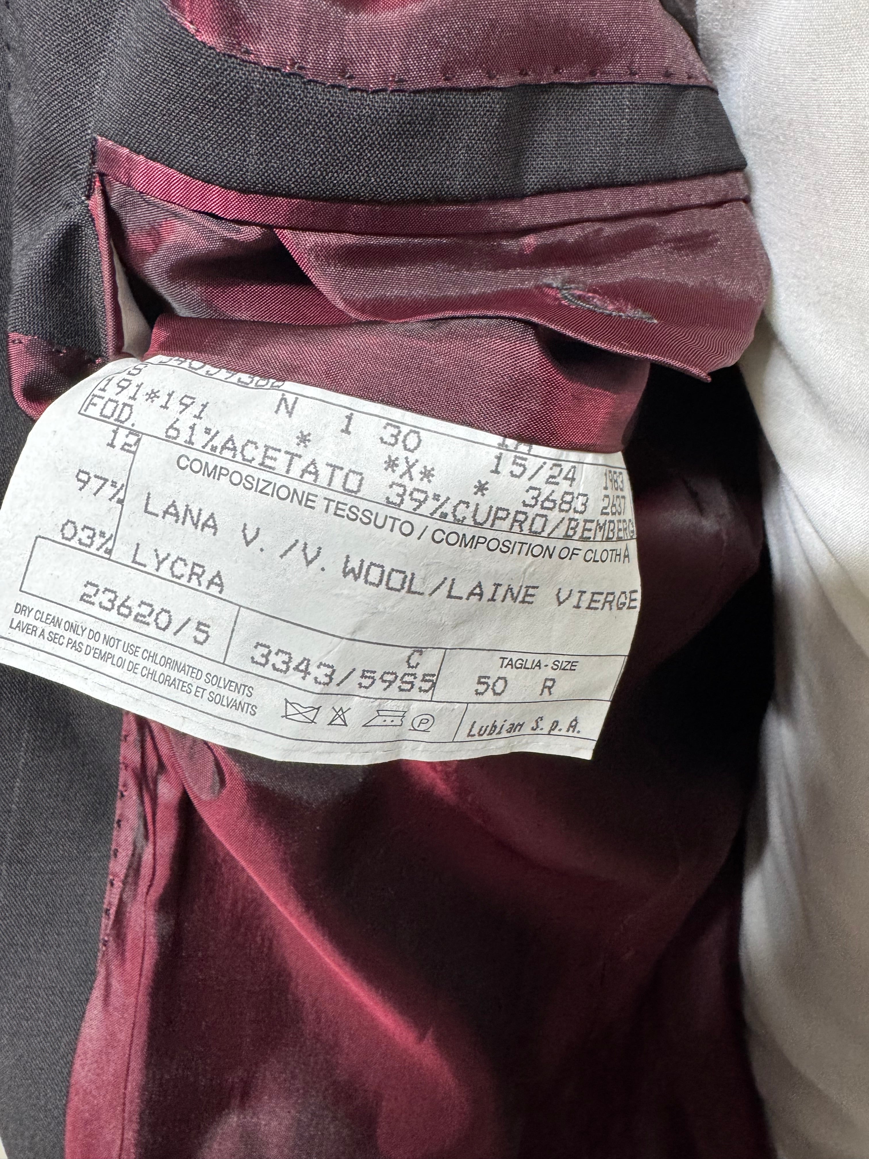 Lubiam 1911 Abito Uomo Gessato Nero Lana Vergine Taglia 50 Made in Italy