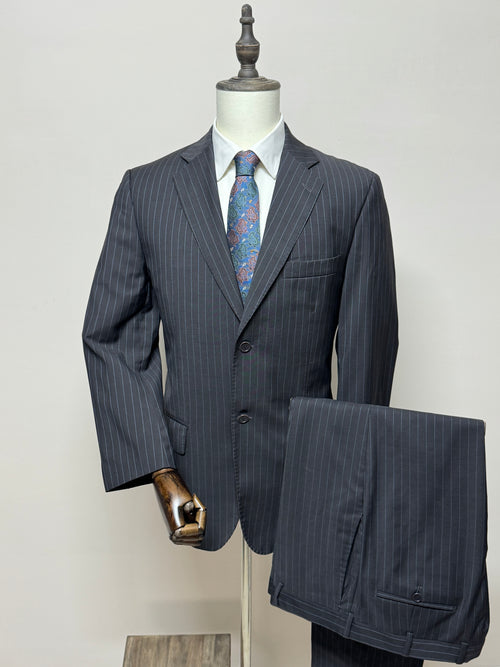 Angelico Abito Uomo Gessato Grigio Antracite Super 100's Lana Vergine Taglia 52 Made in Italy