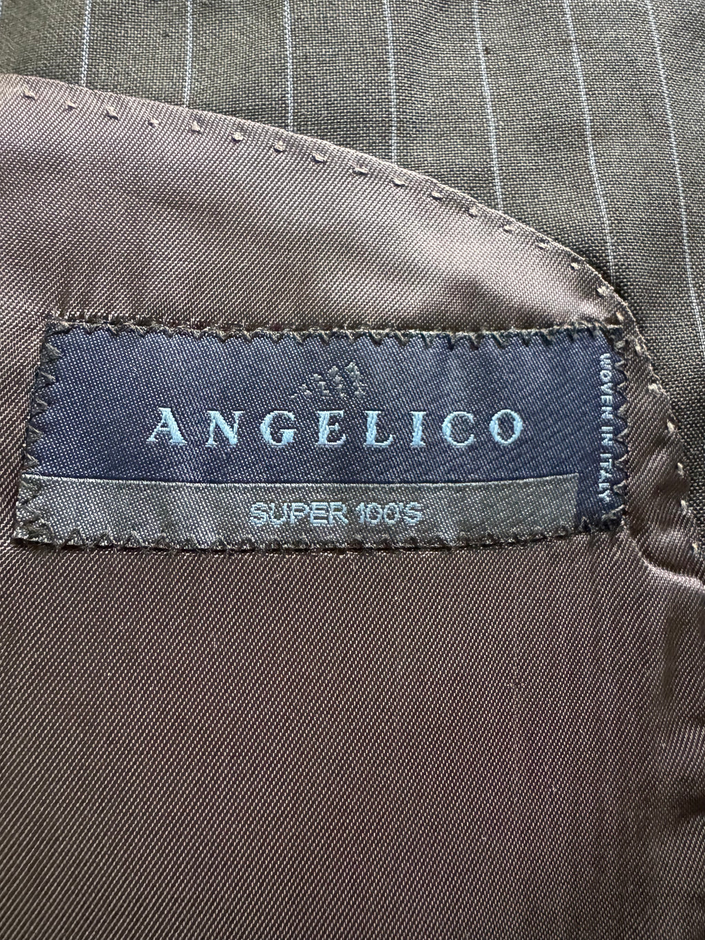 Angelico Abito Uomo Gessato Grigio Antracite Super 100's Lana Vergine Taglia 52 Made in Italy