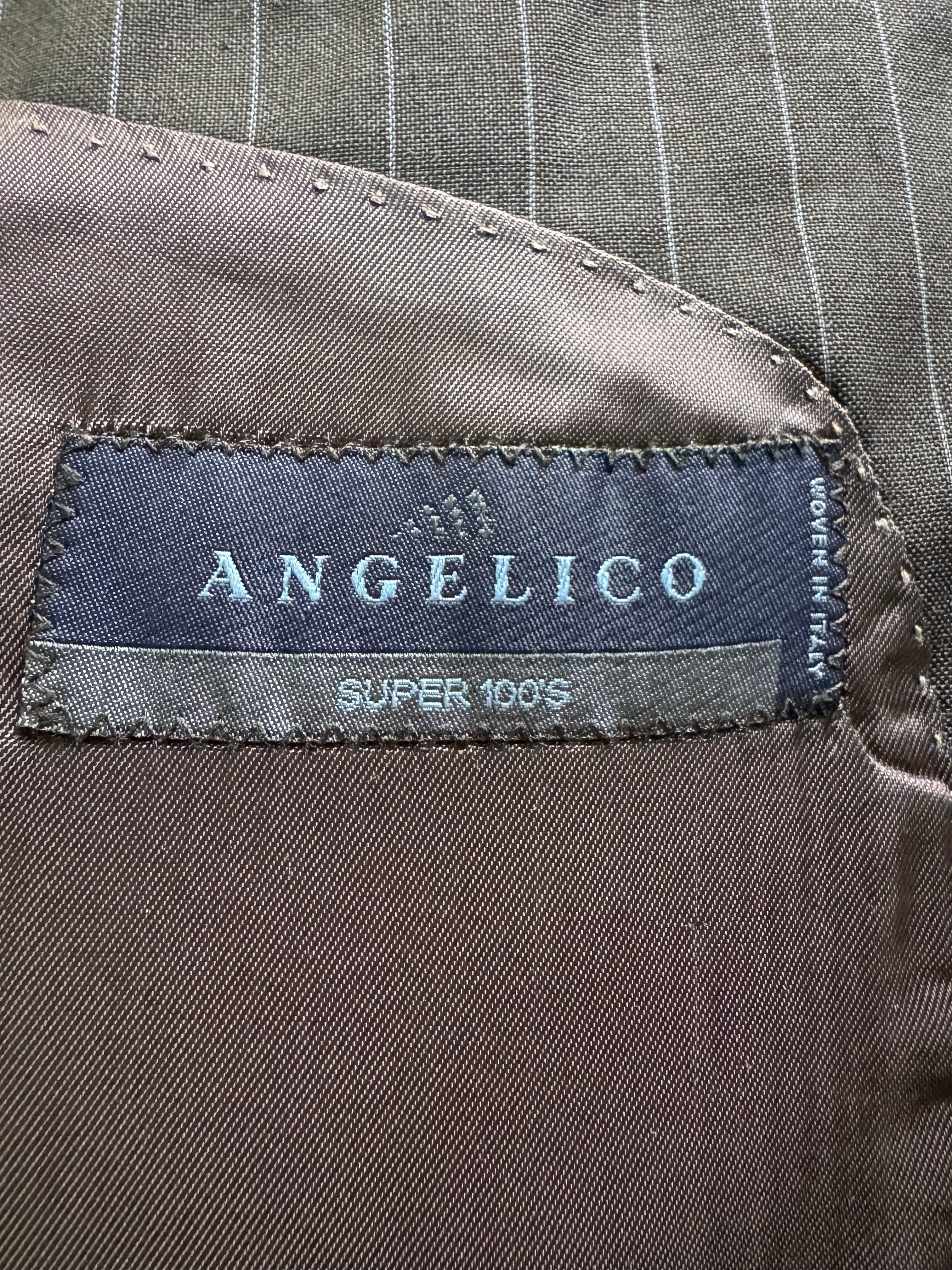 Angelico Abito Uomo Gessato Grigio Antracite Super 100's Lana Vergine Taglia 52 Made in Italy