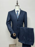 Barbieri Trend Milano Abito Uomo Blu Navy 100% Lino Taglia 52 Made in Italy