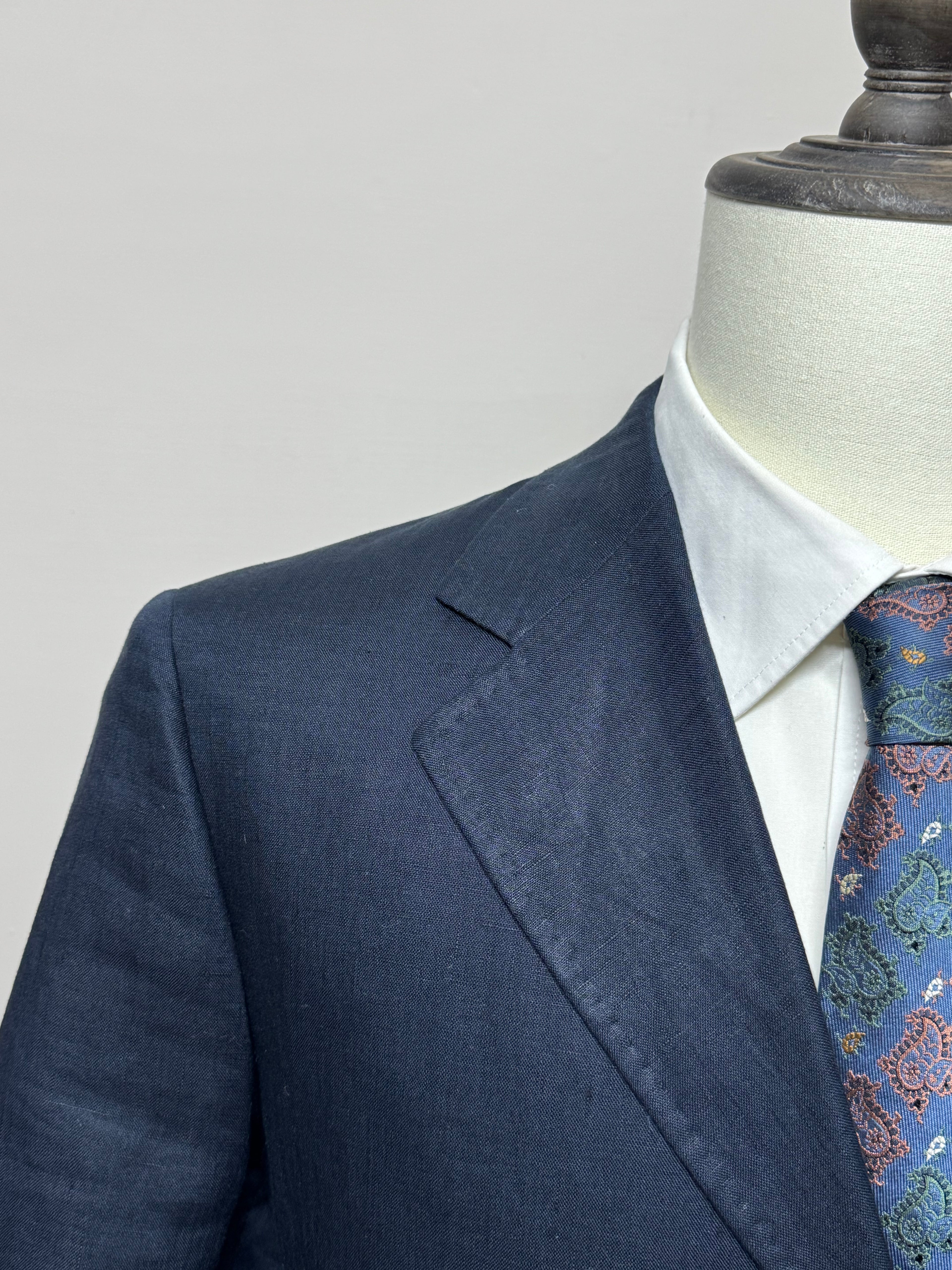 Barbieri Trend Milano Abito Uomo Blu Navy 100% Lino Taglia 52 Made in Italy