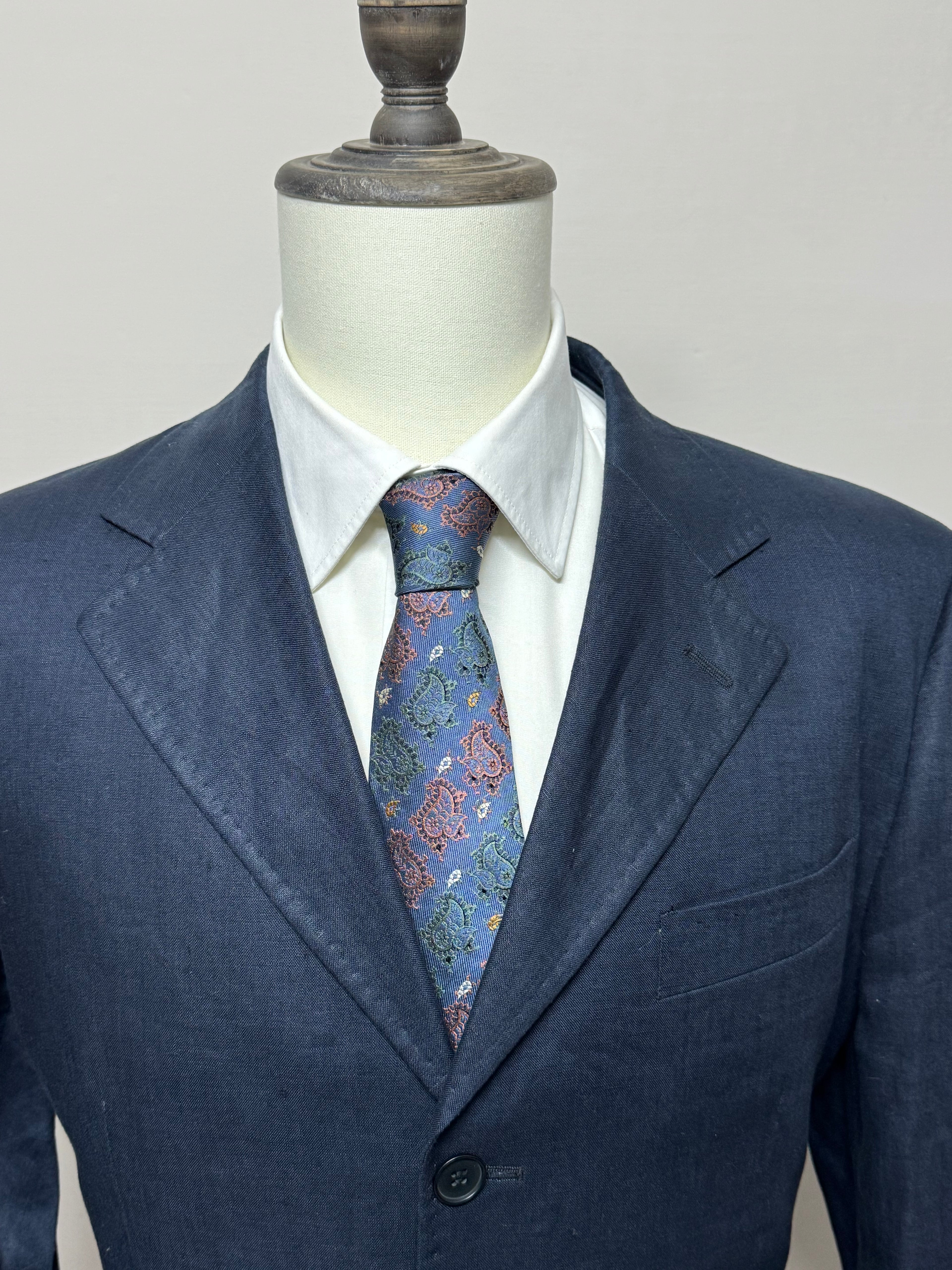 Barbieri Trend Milano Abito Uomo Blu Navy 100% Lino Taglia 52 Made in Italy