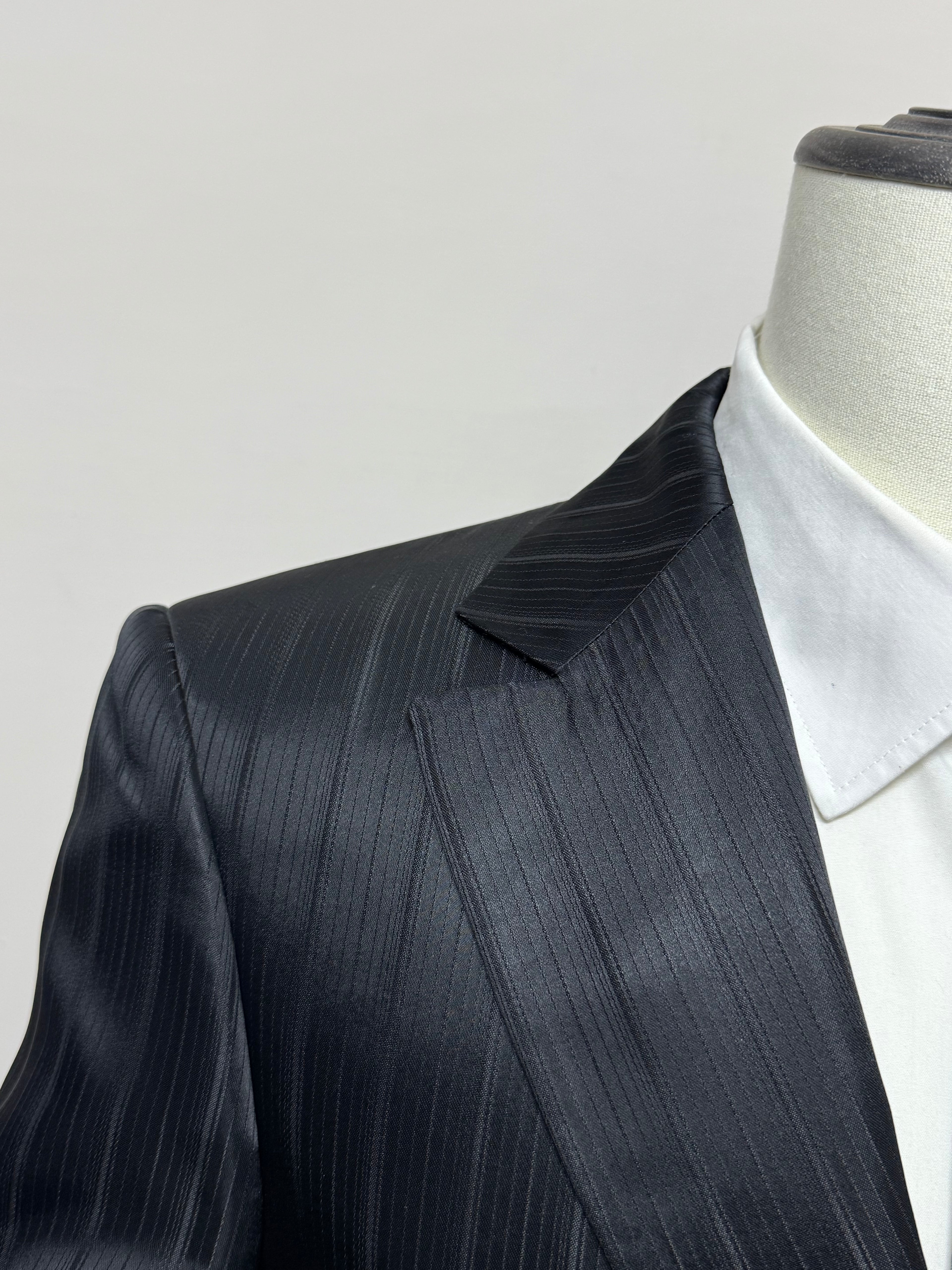 Giacca Carlo Pignatelli Cerimonia Nera Gessata Lucida Elegante Uomo Taglia 50