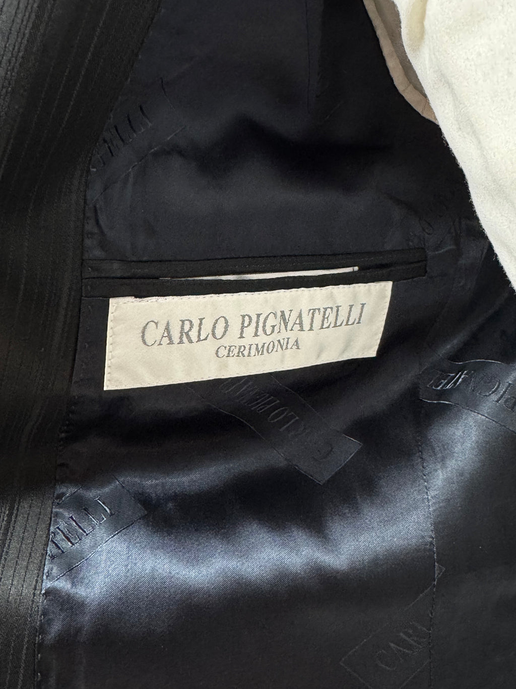 Giacca Carlo Pignatelli Cerimonia Nera Gessata Lucida Elegante Uomo Taglia 50