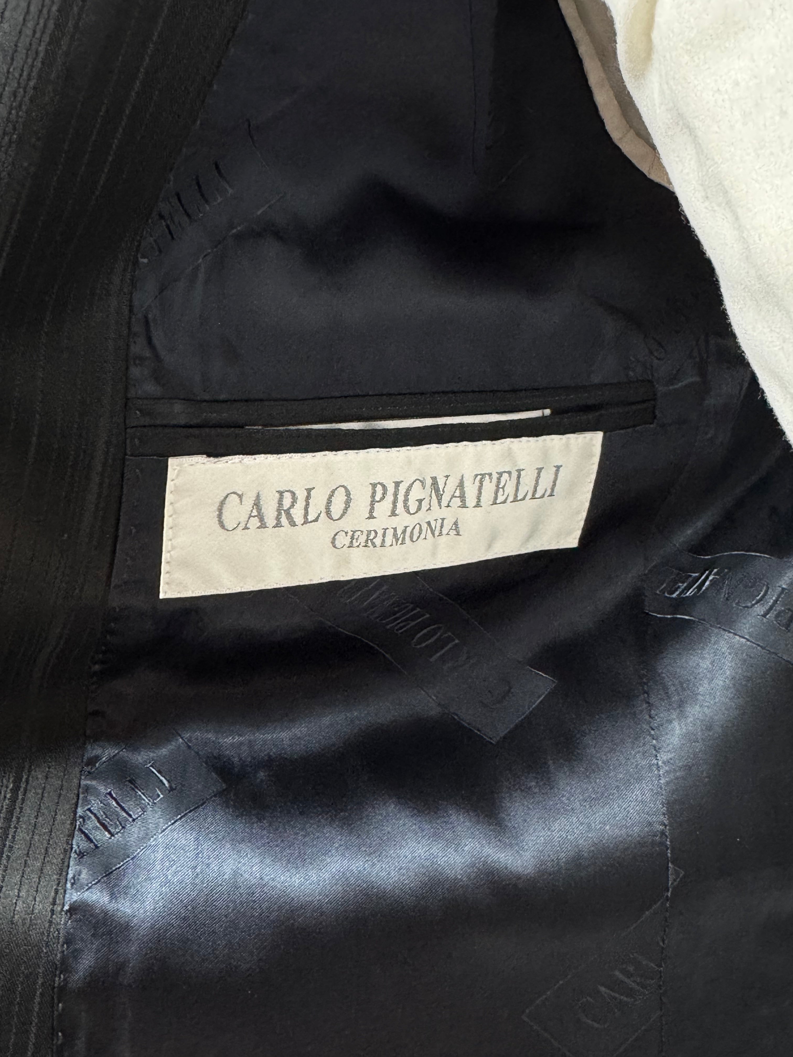 Giacca Carlo Pignatelli Cerimonia Nera Gessata Lucida Elegante Uomo Taglia 50